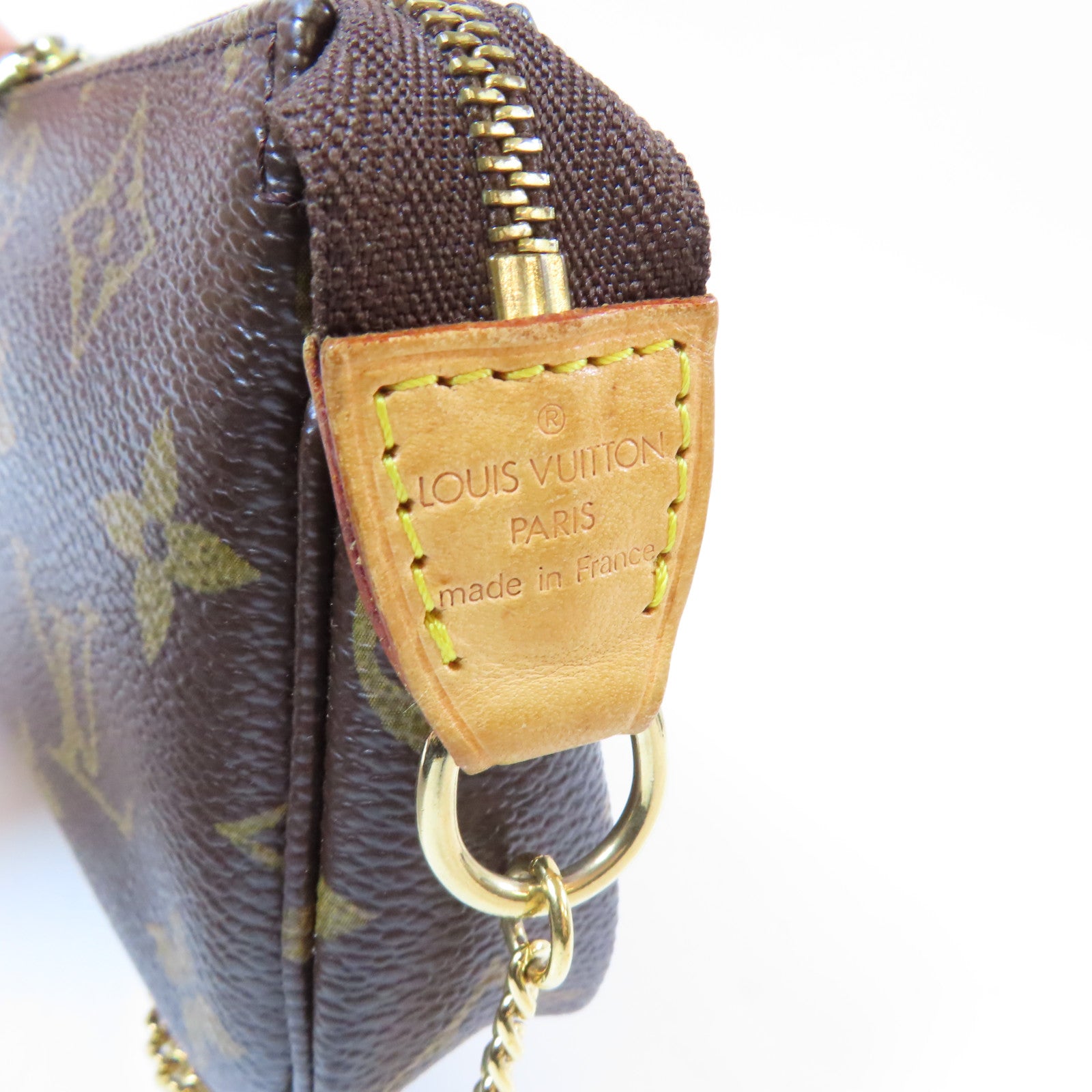 LOUIS VUITTON Monogram Hand Pouch金扣鏈帶手挽袋啡色