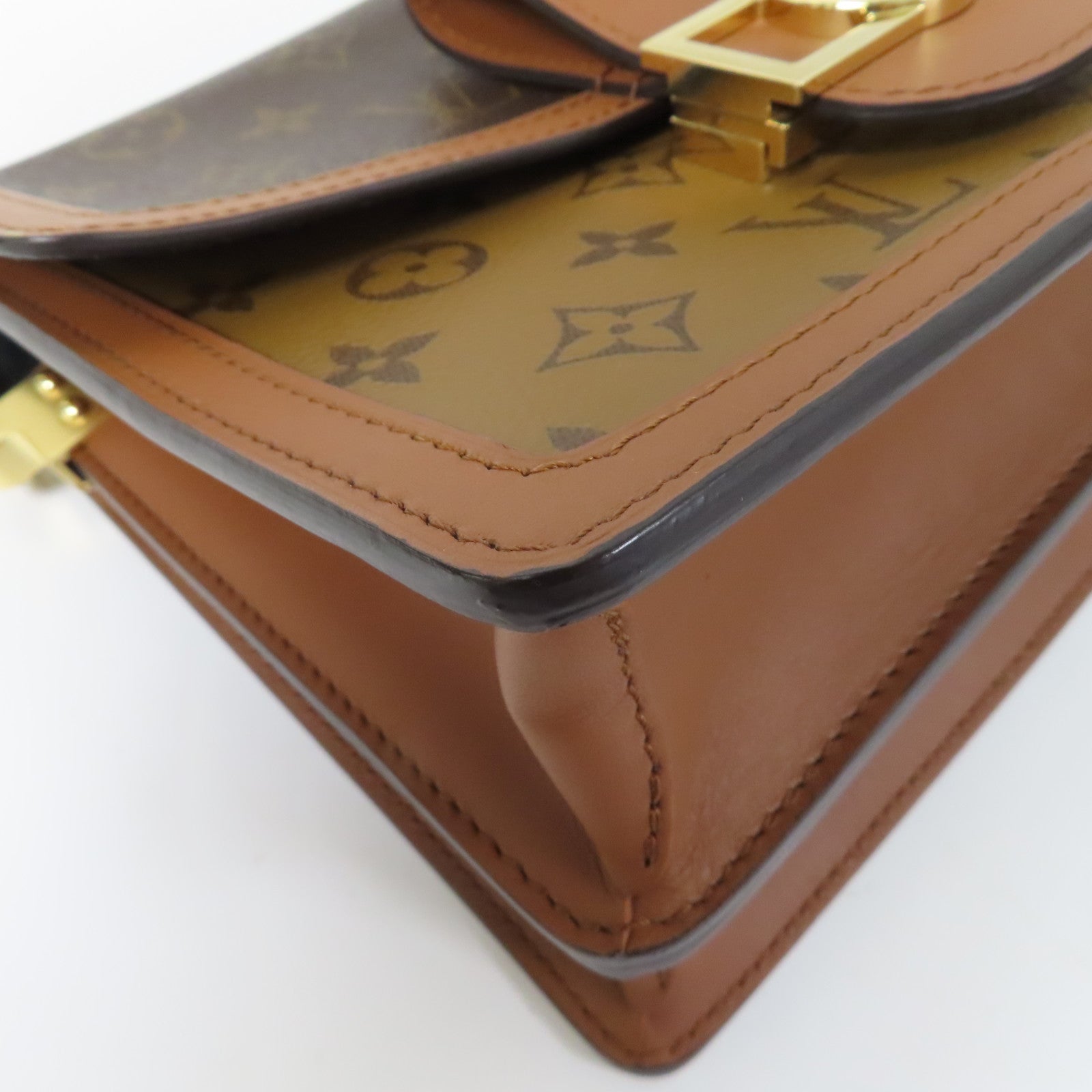 LOUIS VUITTON Monogram Dauphine金扣肩背袋啡色