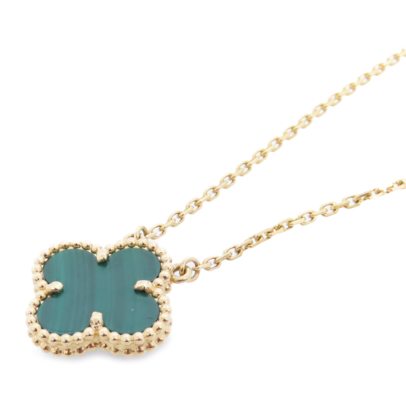Van Cleef & Arpels 18K黃金/孔雀石Vintage Alhambra Malachite Necklace金扣項鏈