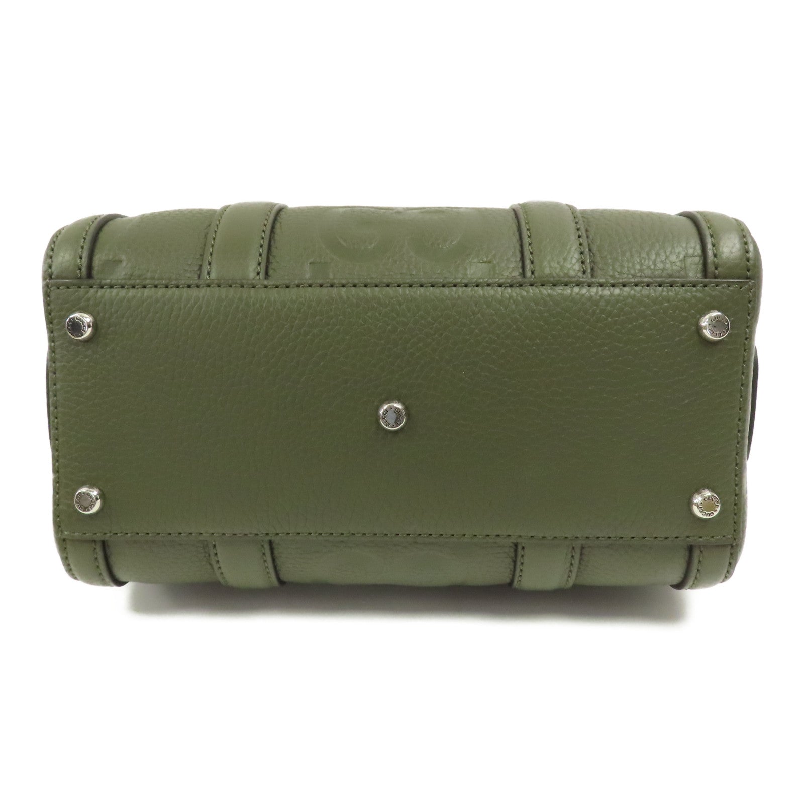 GUCCI GG SHW Mini Jumbo GG Duffle 2 Way Shoulder Hand Bag Calfskin Leather Green