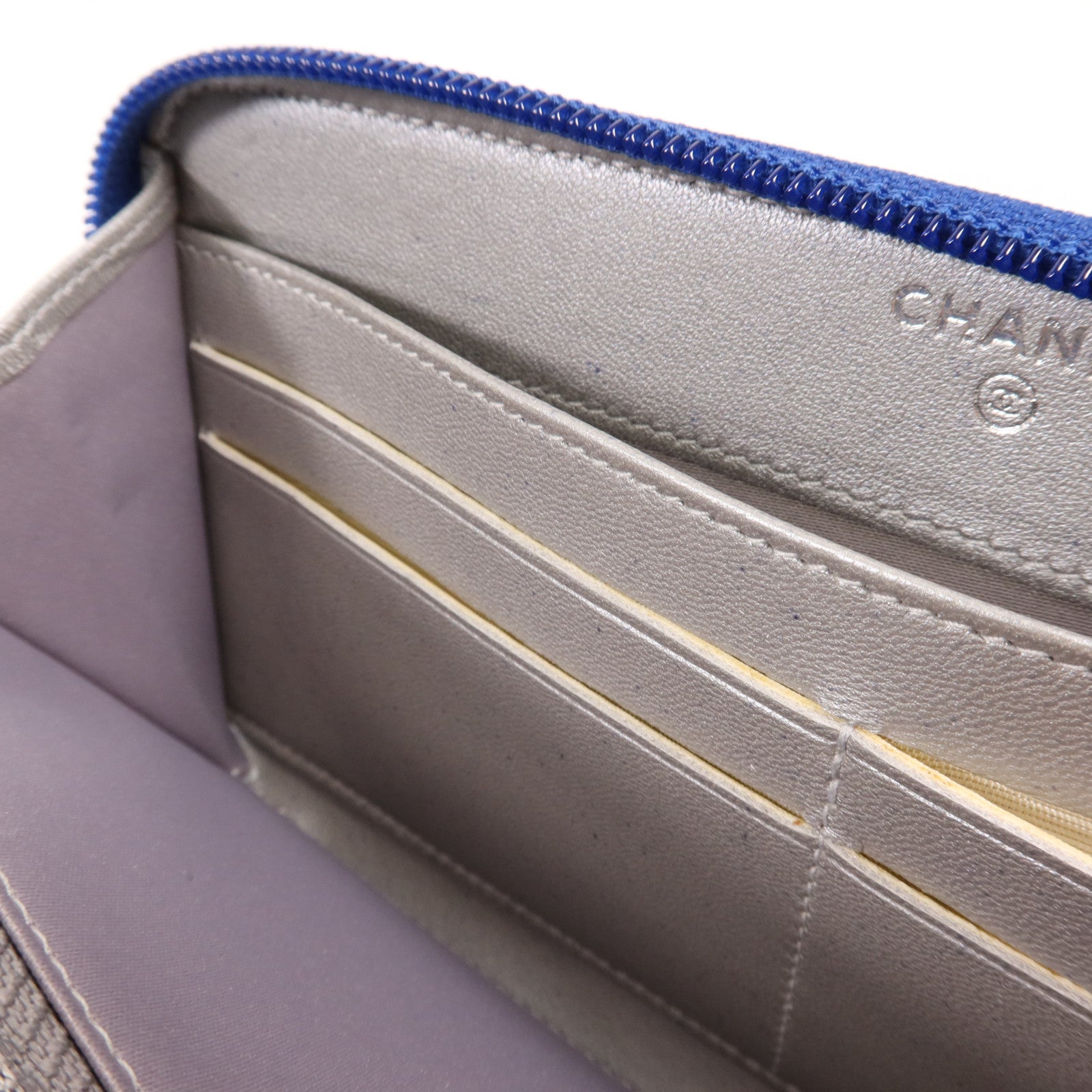 CHANEL 羊皮皮革Long Wallet銀扣長錢包