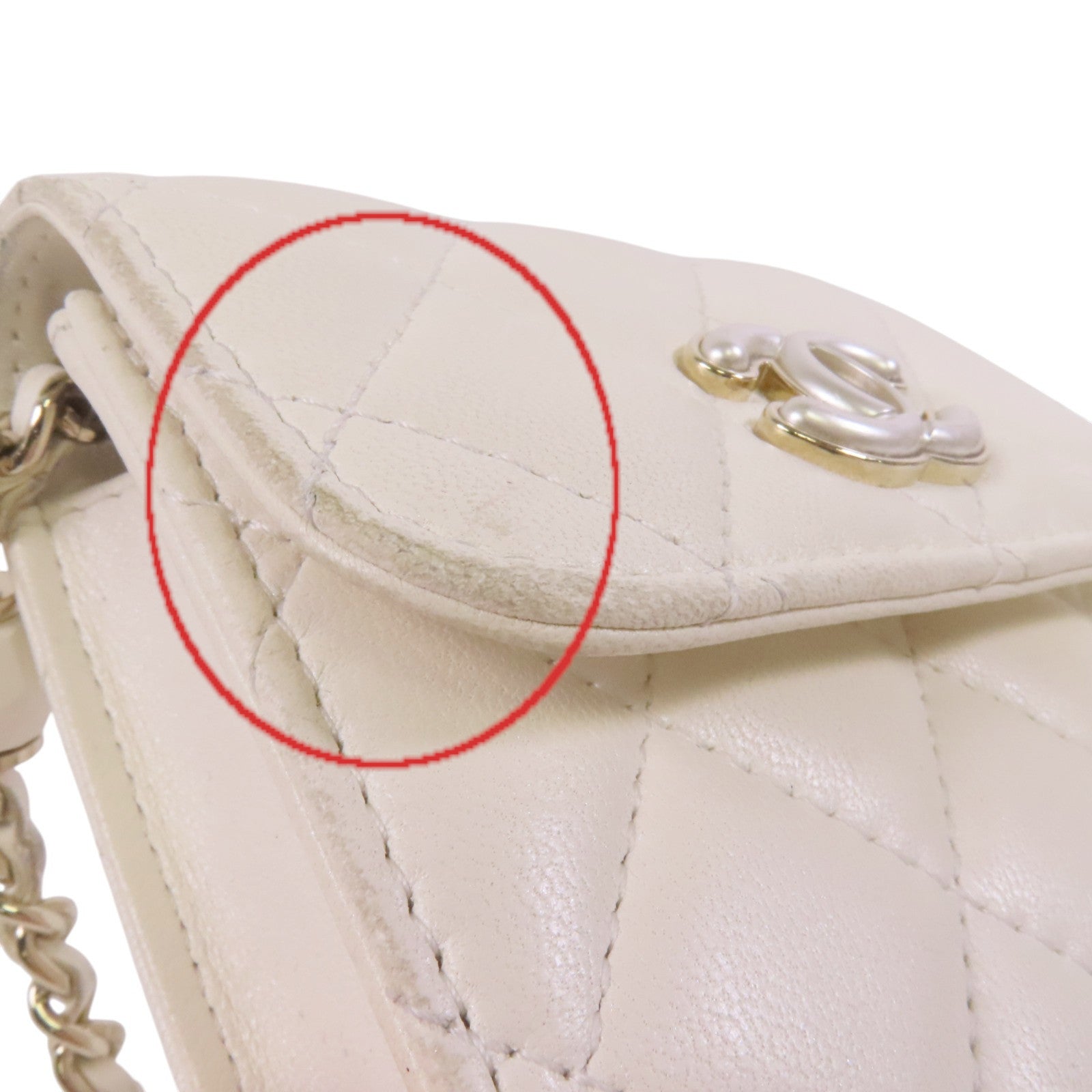 CHANEL 羊皮皮革Phone Bag金扣鏈帶肩背袋