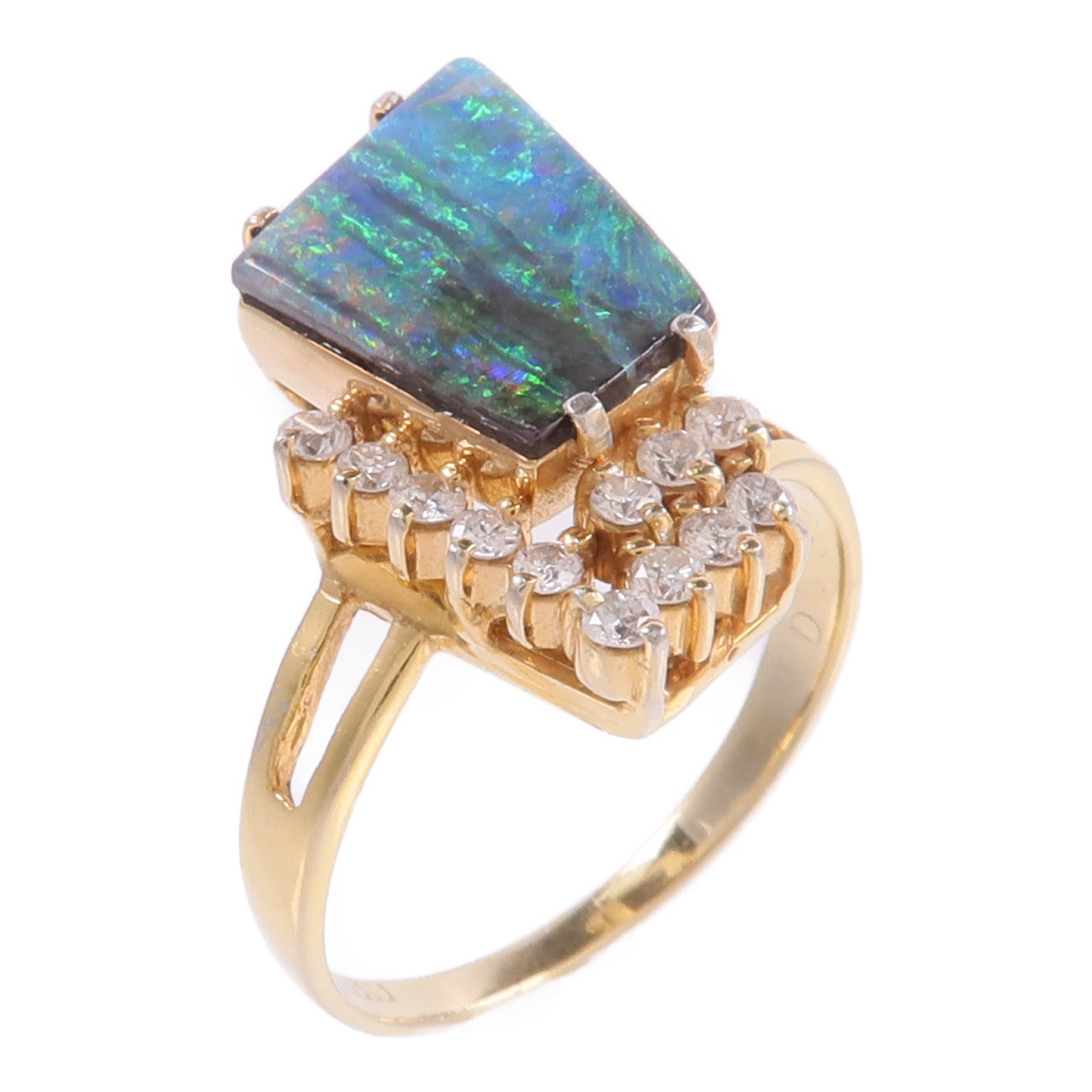 JEWELRY PT900鉑金Opal Diamond Ring蛋白石/鑽石戒指
