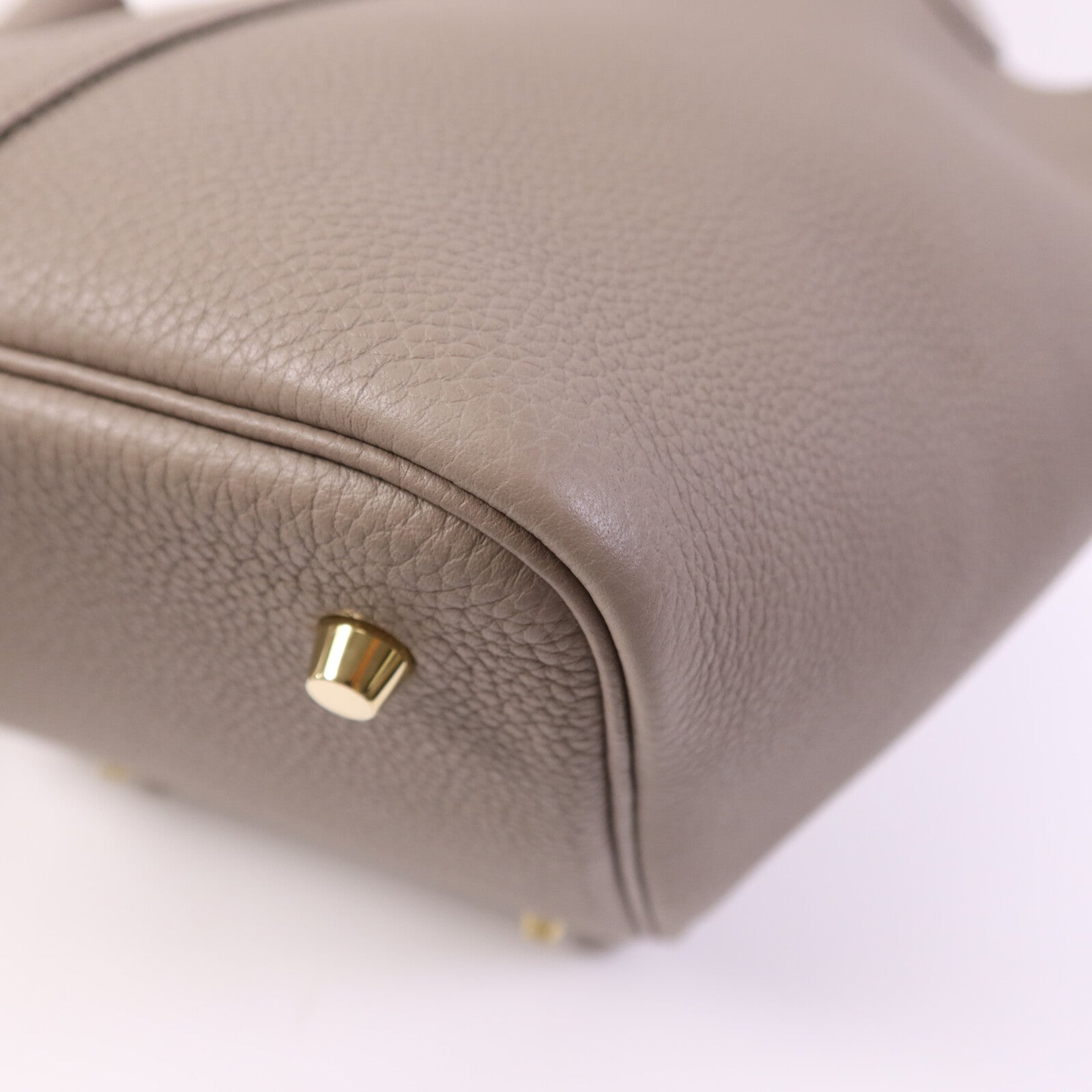 HERMES Togo皮革Picotin MM金扣手挽袋Asphalt