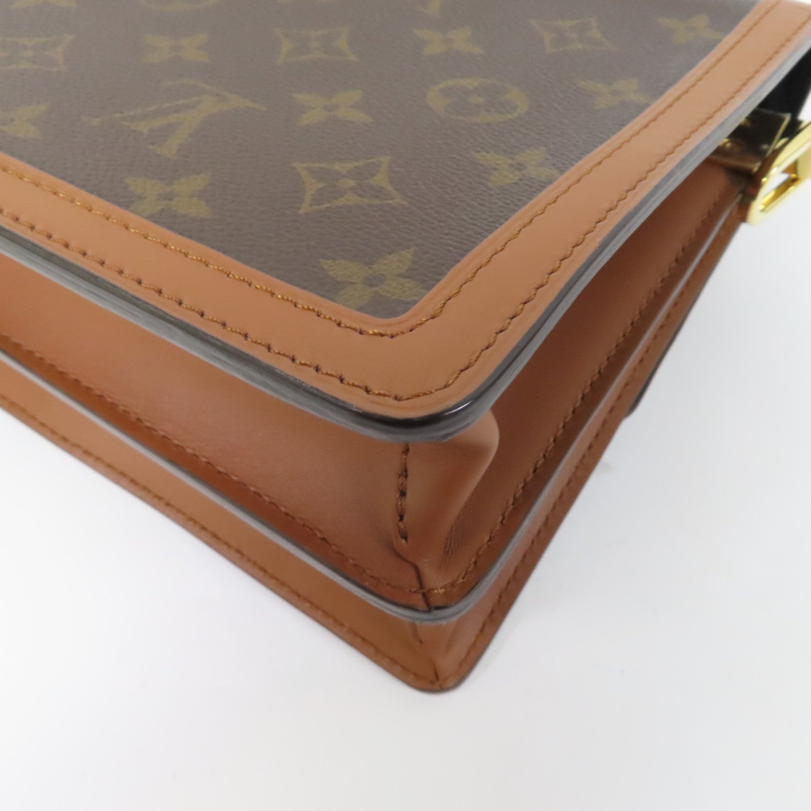 LOUIS VUITTON Monogram Dauphine金扣肩背袋啡色