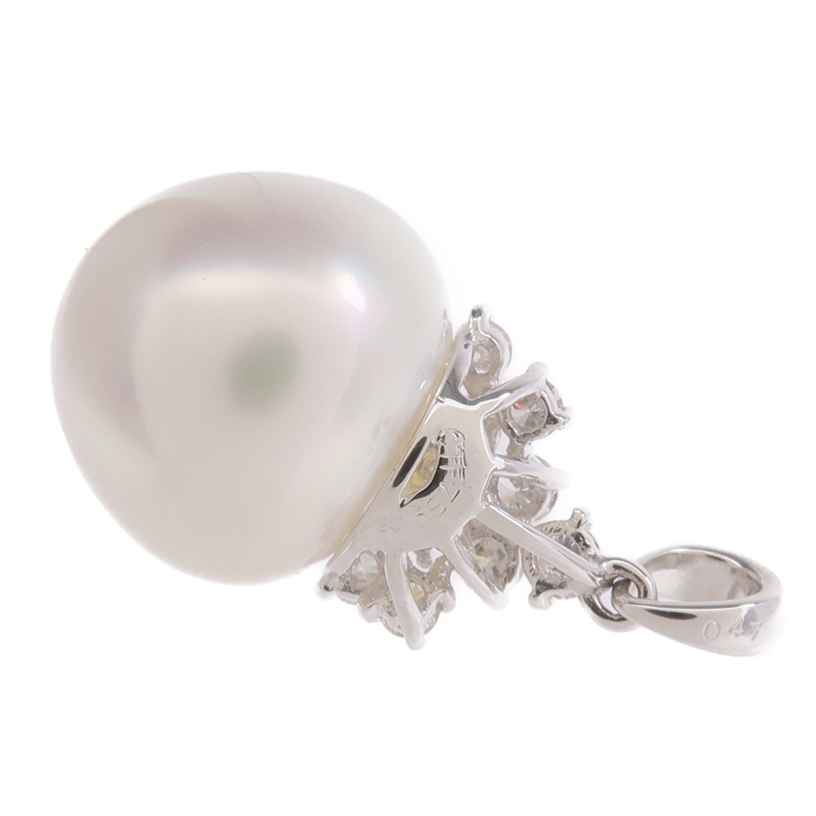 JEWELRY 18K白金Top珍珠/鑽石吊墜