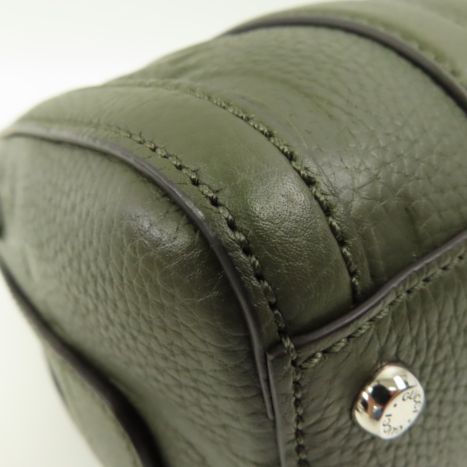 GUCCI GG SHW Mini Jumbo GG Duffle 2 Way Shoulder Hand Bag Calfskin Leather Green