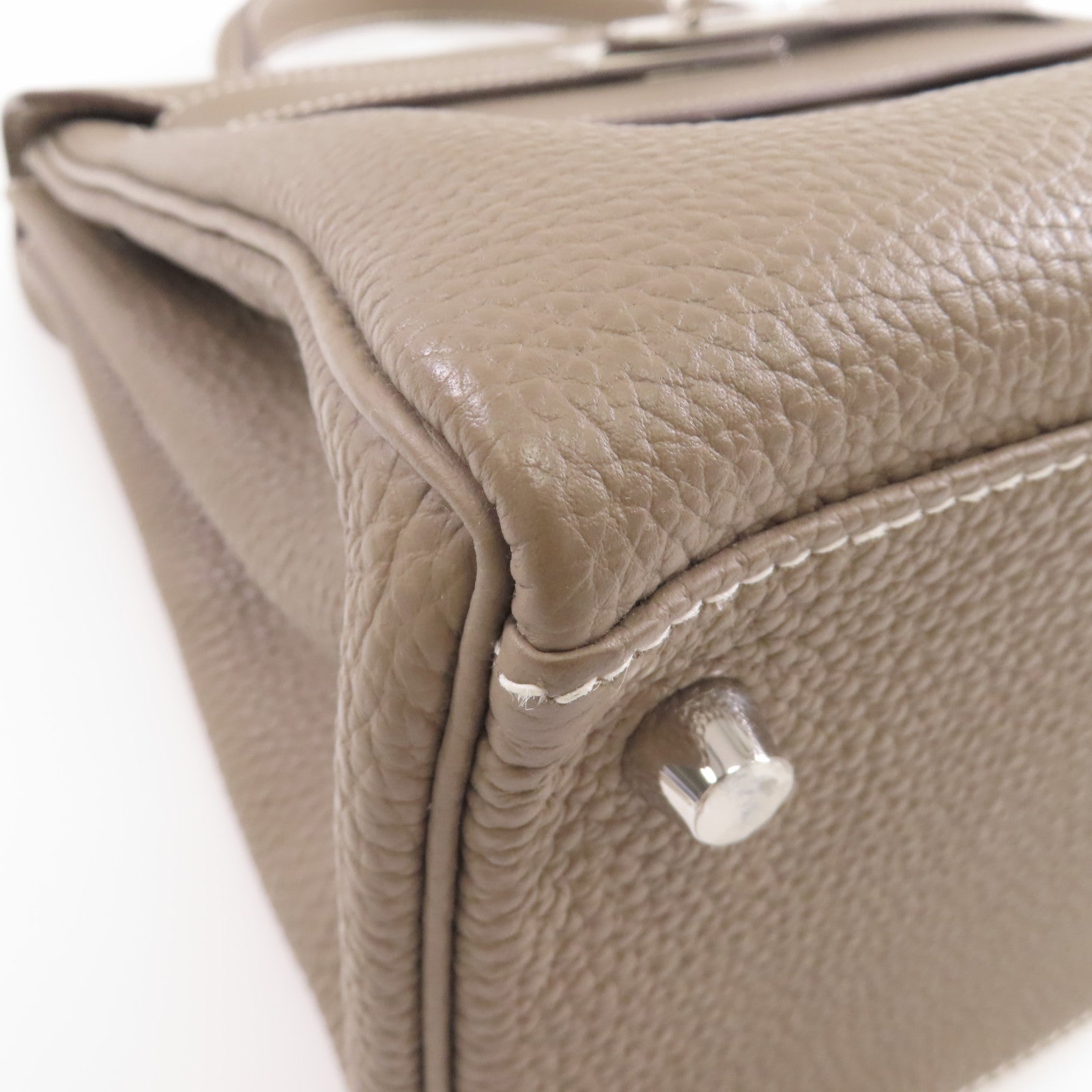 HERMES Togo皮革Kelly 28銀扣手挽肩背兩用袋Etoupe/大象灰