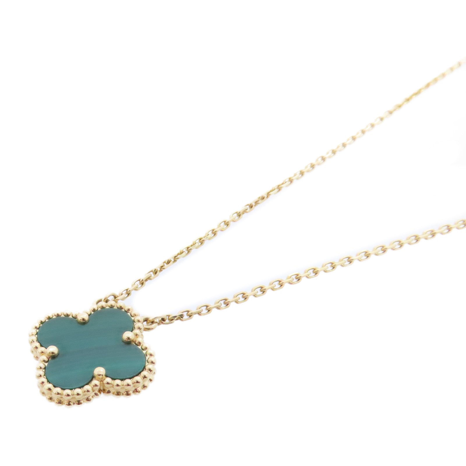 Van Cleef & Arpels 18K黃金/孔雀石Vintage Alhambra Malachite Necklace金扣項鏈