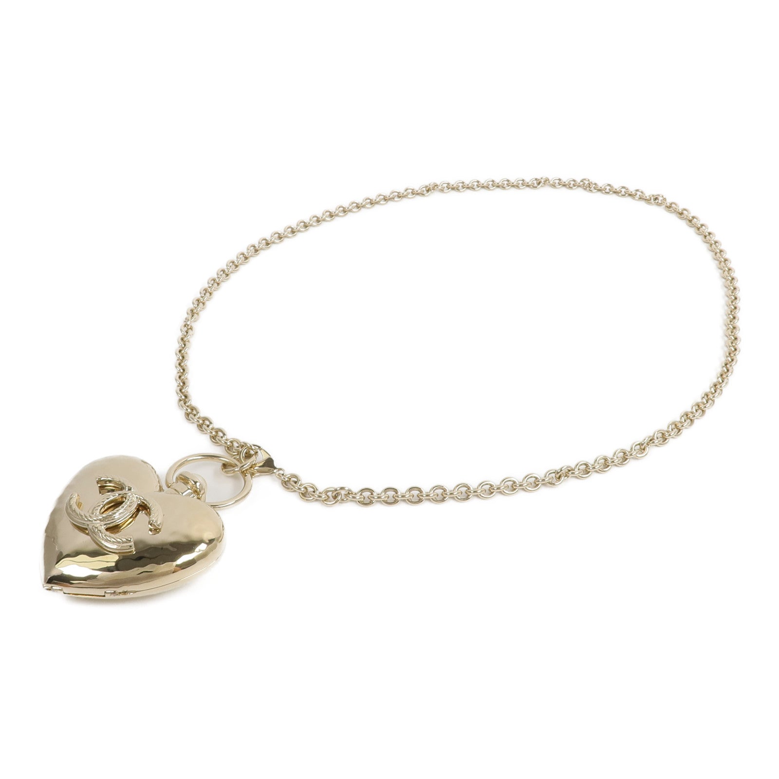 CHANEL 金屬Giant Heart Locket Pendant Necklace項鍊