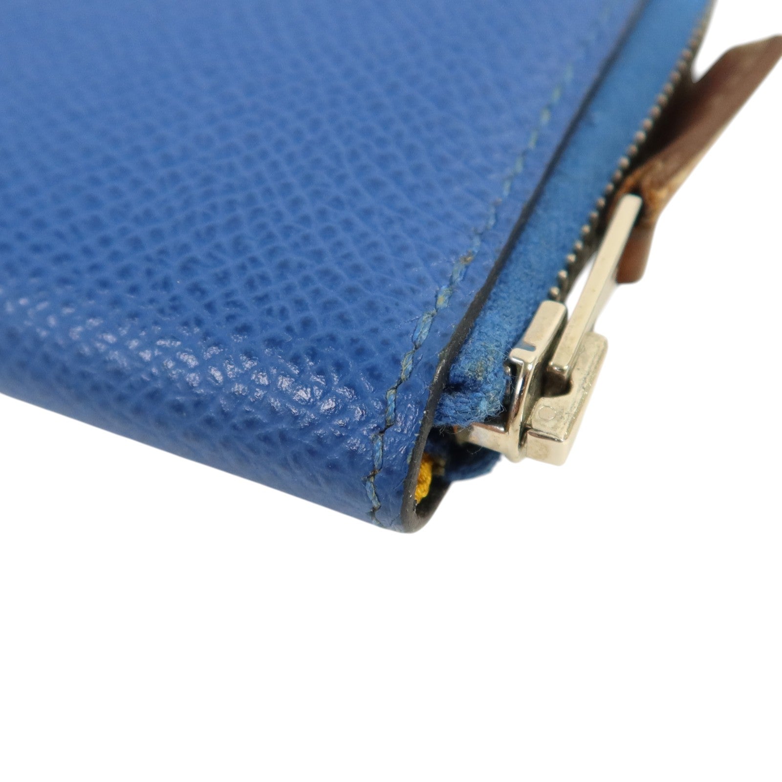 HERMES Epsom皮革Silk In Coin Purse銀扣零錢包Bleu Electrique