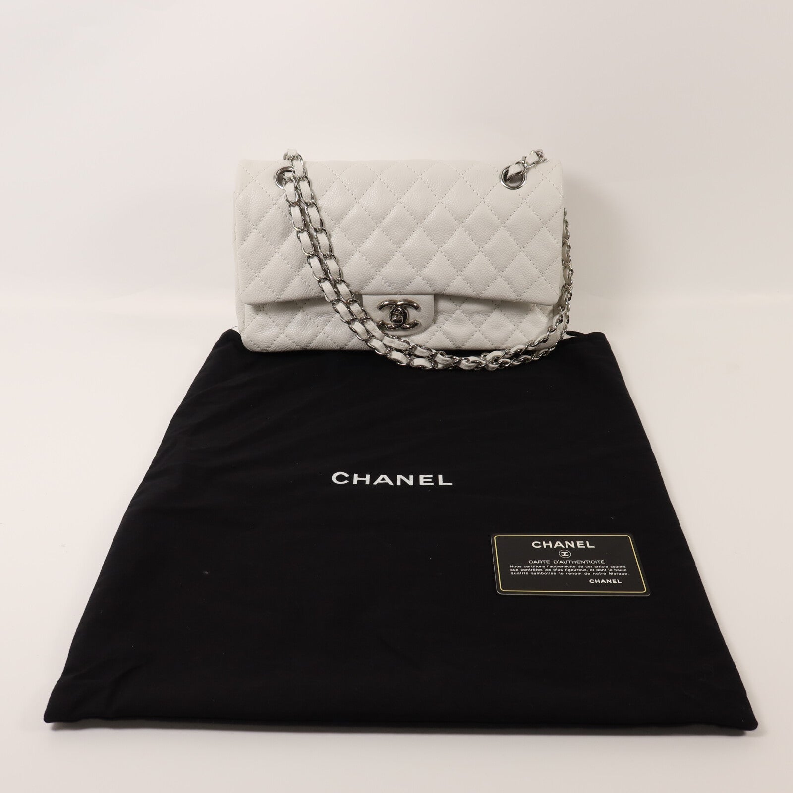CHANEL 牛皮皮革Classic 25銀扣鏈帶肩背袋