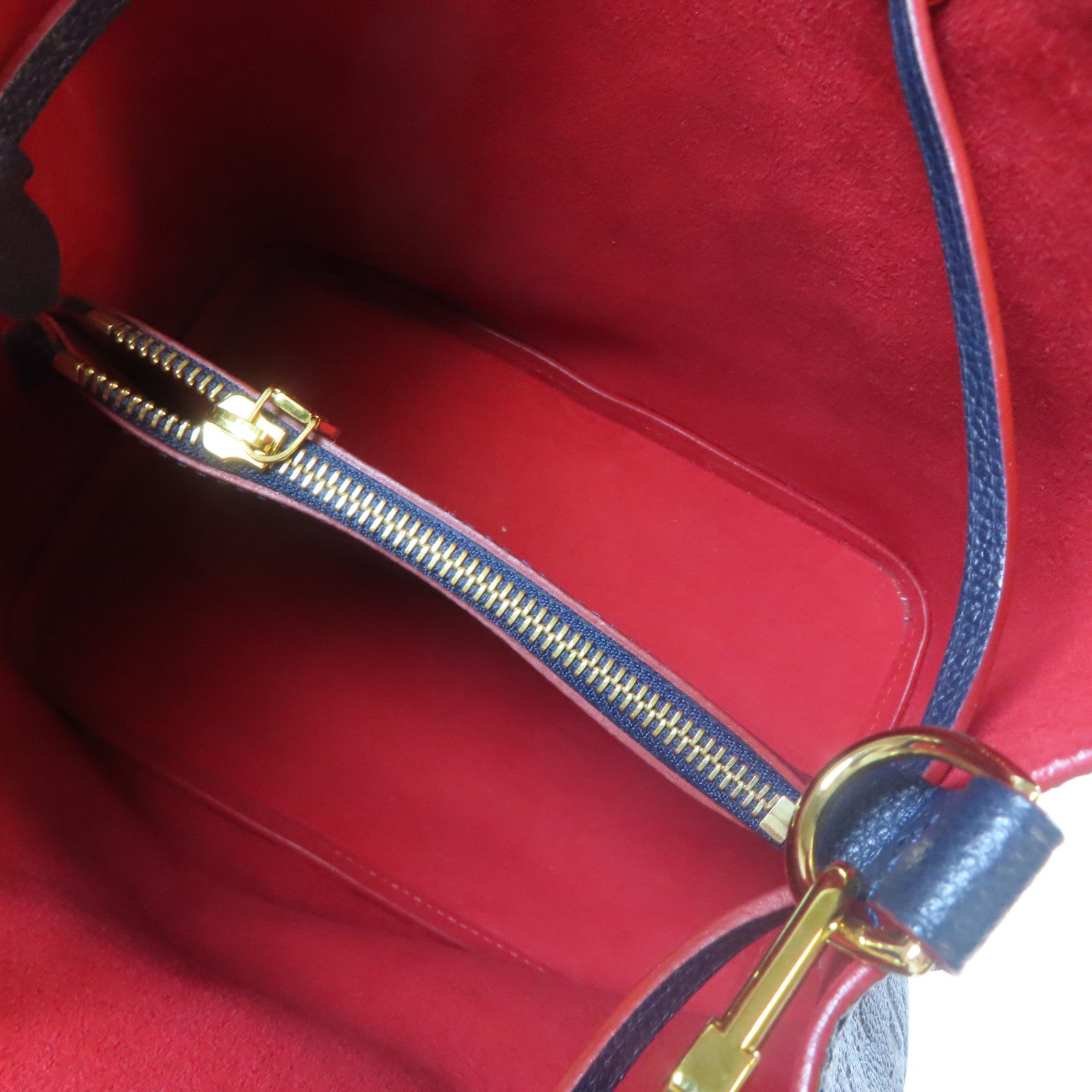 LOUIS VUITTON Monogram Empreinte Noe Noe MM金扣手挽肩背兩用袋深藍色