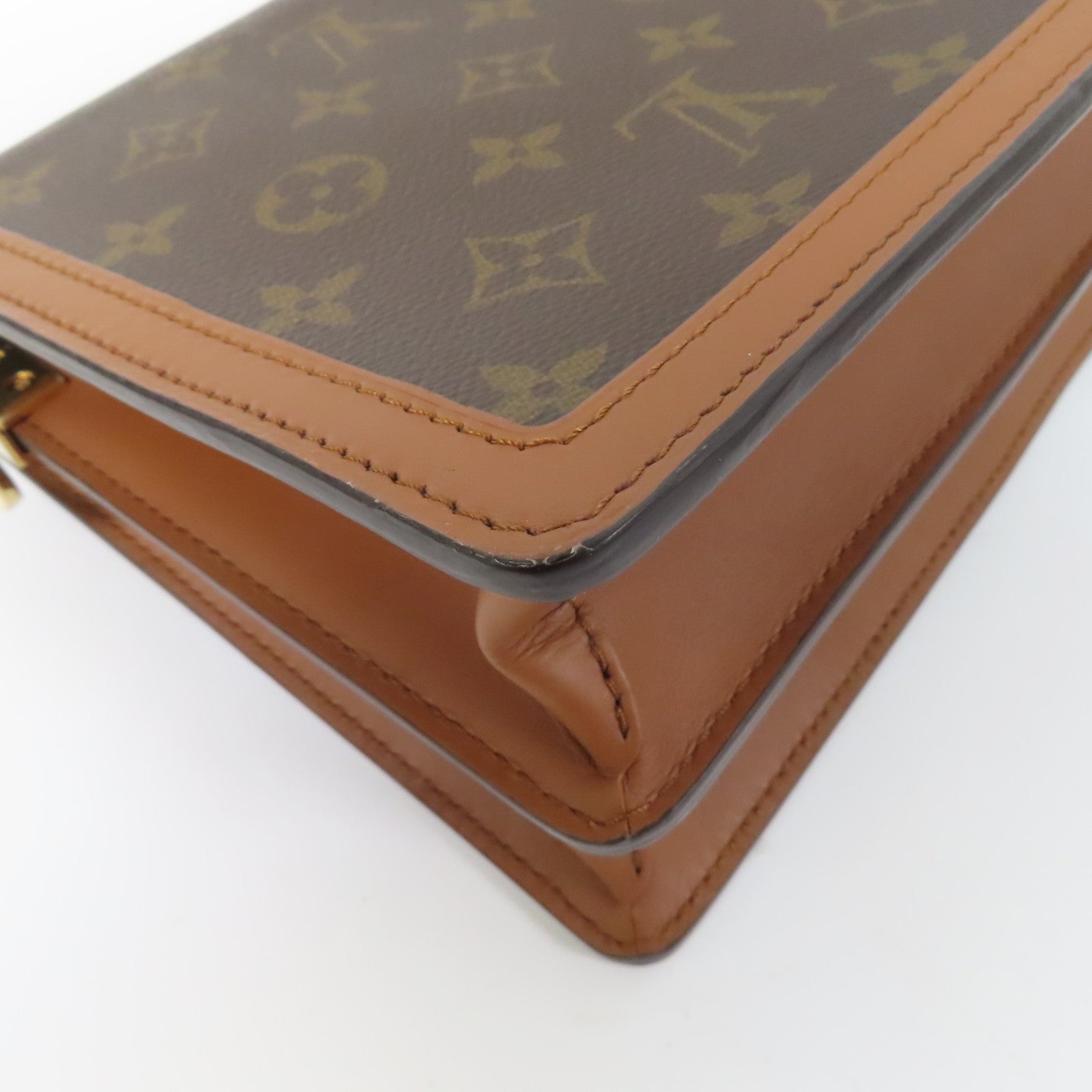LOUIS VUITTON Monogram Dauphine金扣肩背袋啡色