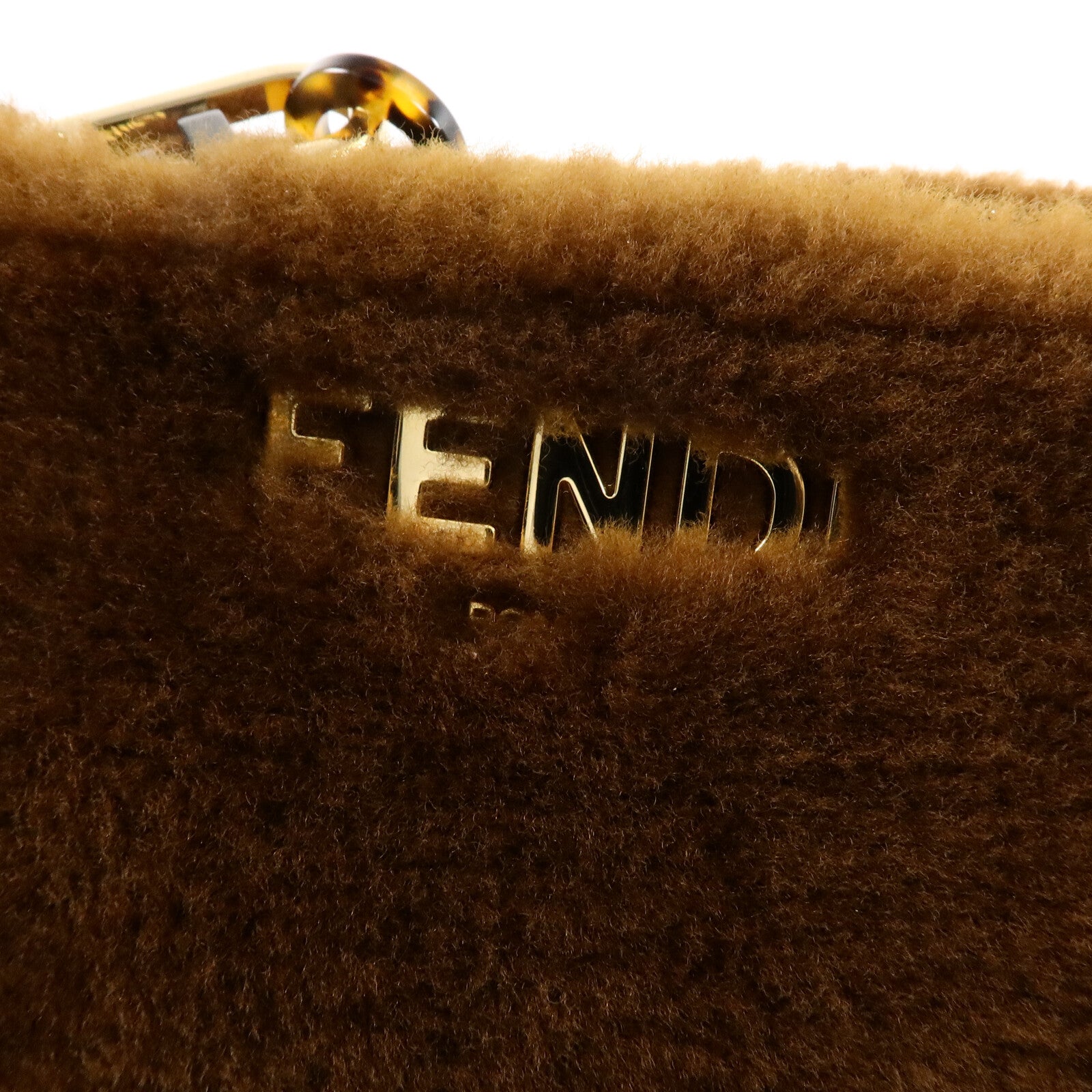FENDI 羊毛/牛皮皮革O Lock Zip肩背袋