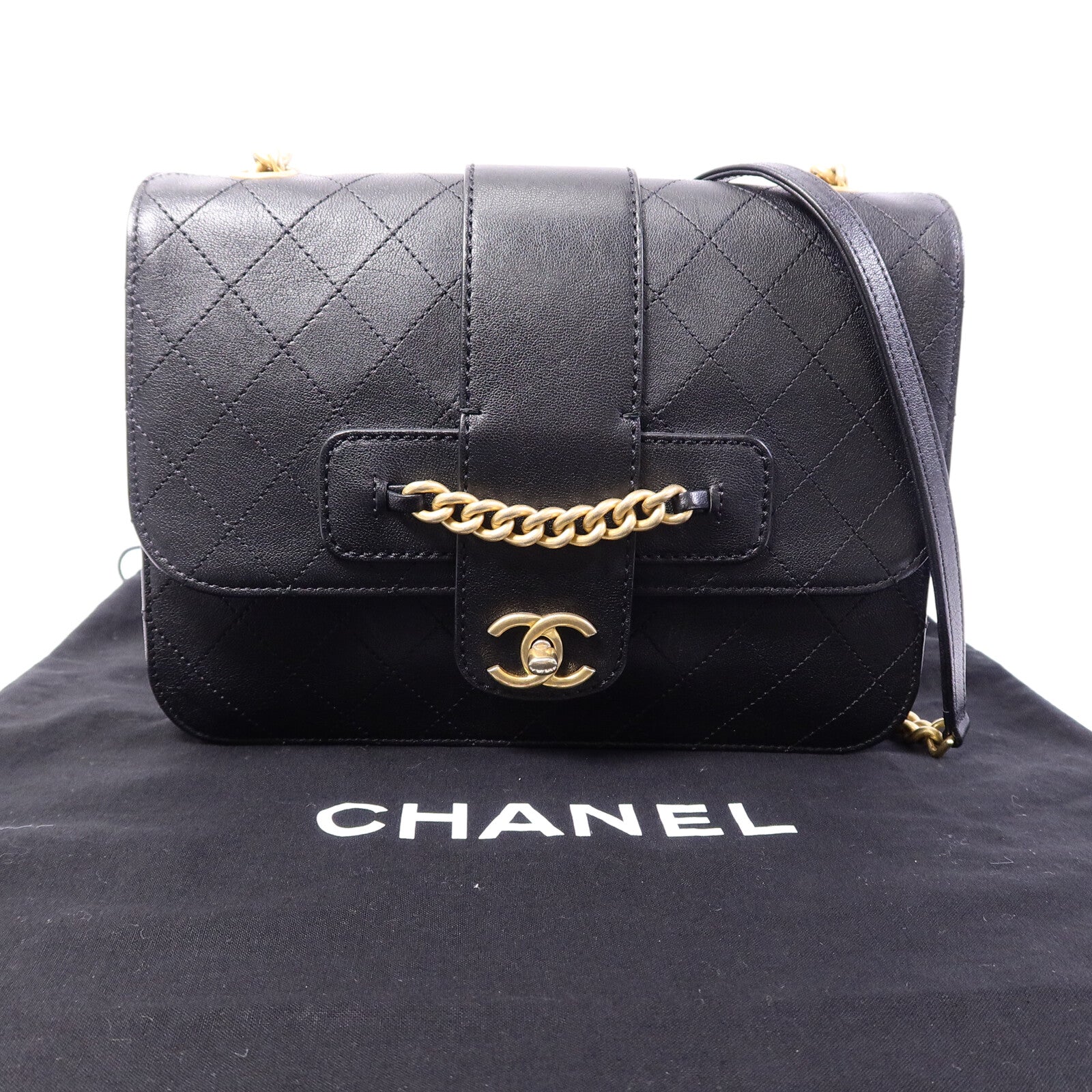 CHANEL 牛皮皮革Chain Shoulder Bag鏈帶肩背袋