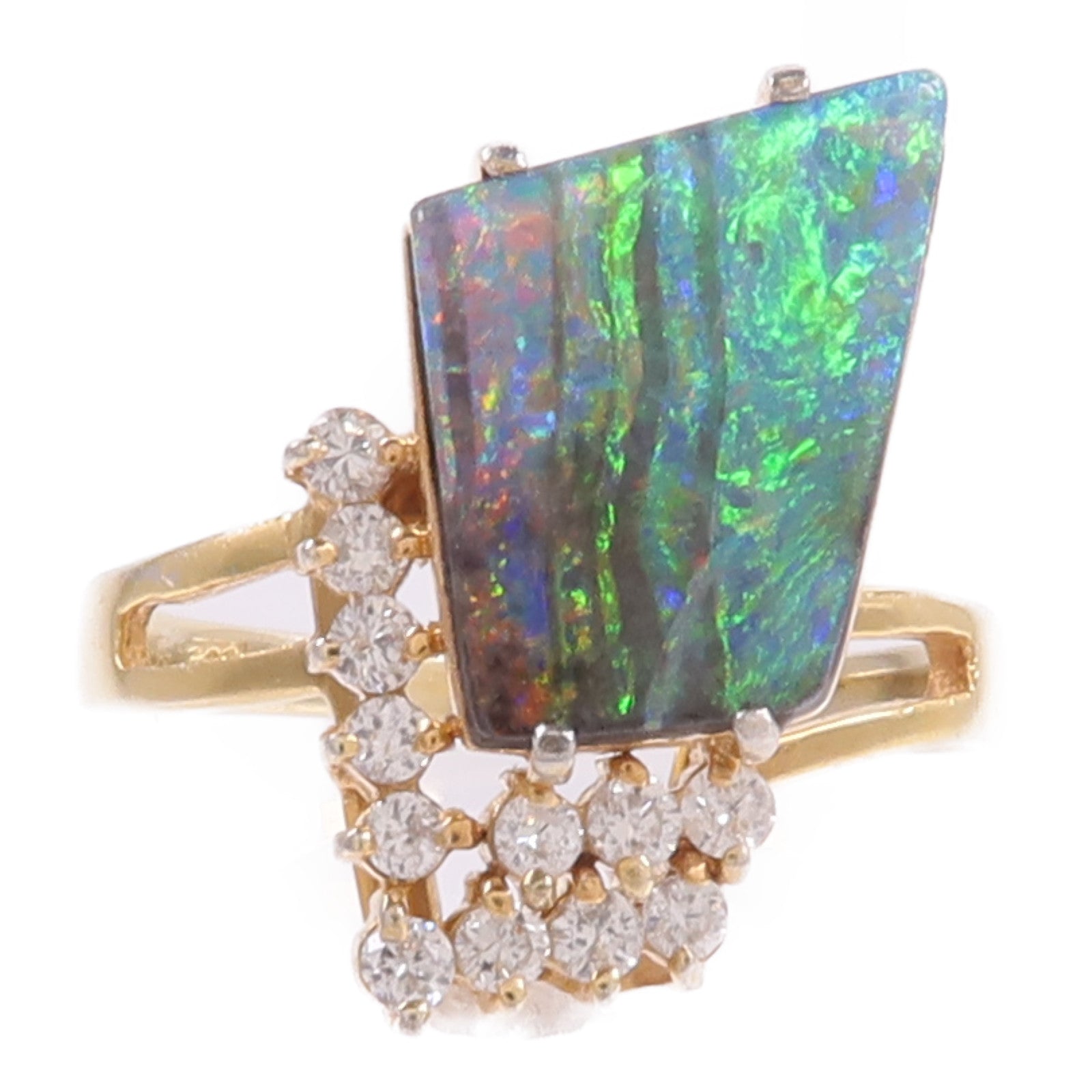 JEWELRY PT900鉑金Opal Diamond Ring蛋白石/鑽石戒指