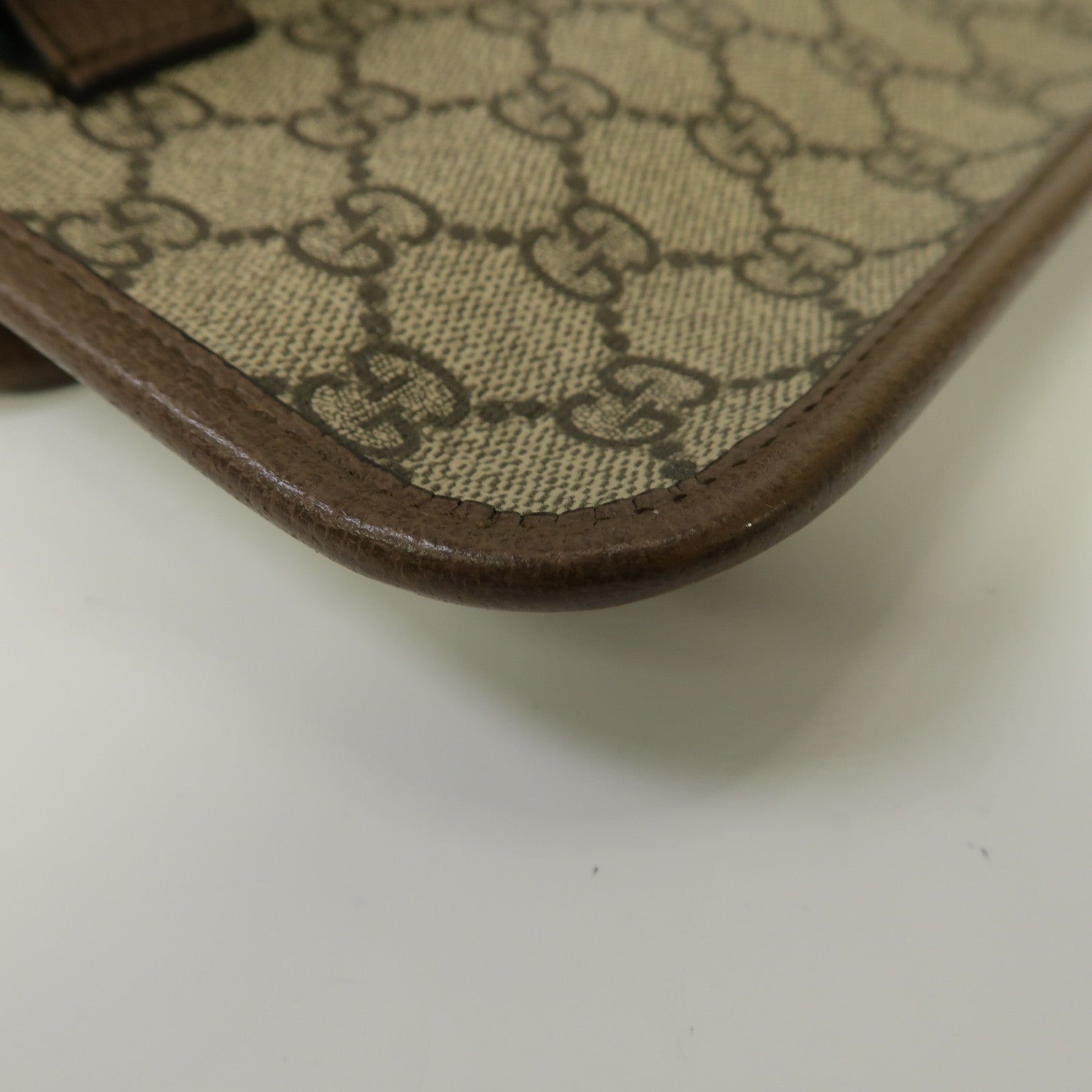 GUCCI 塗層帆布Neo Vintage GG金扣腰包啡色