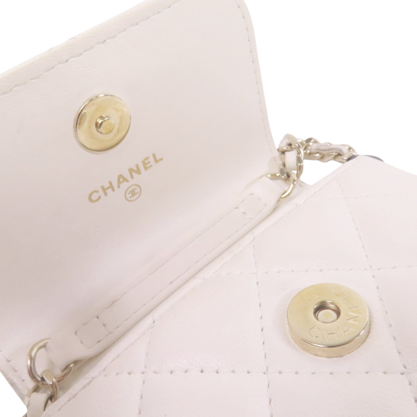 CHANEL 羊皮皮革Phone Bag金扣鏈帶肩背袋