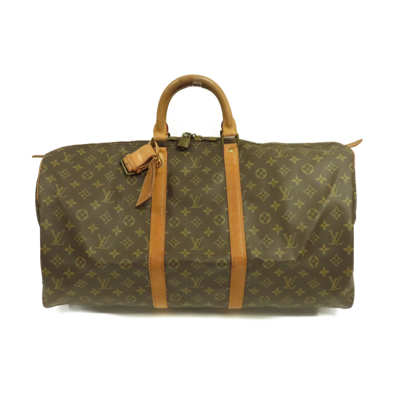 LOUIS VUITTON Monogram Keepall 55金扣波士頓包啡色