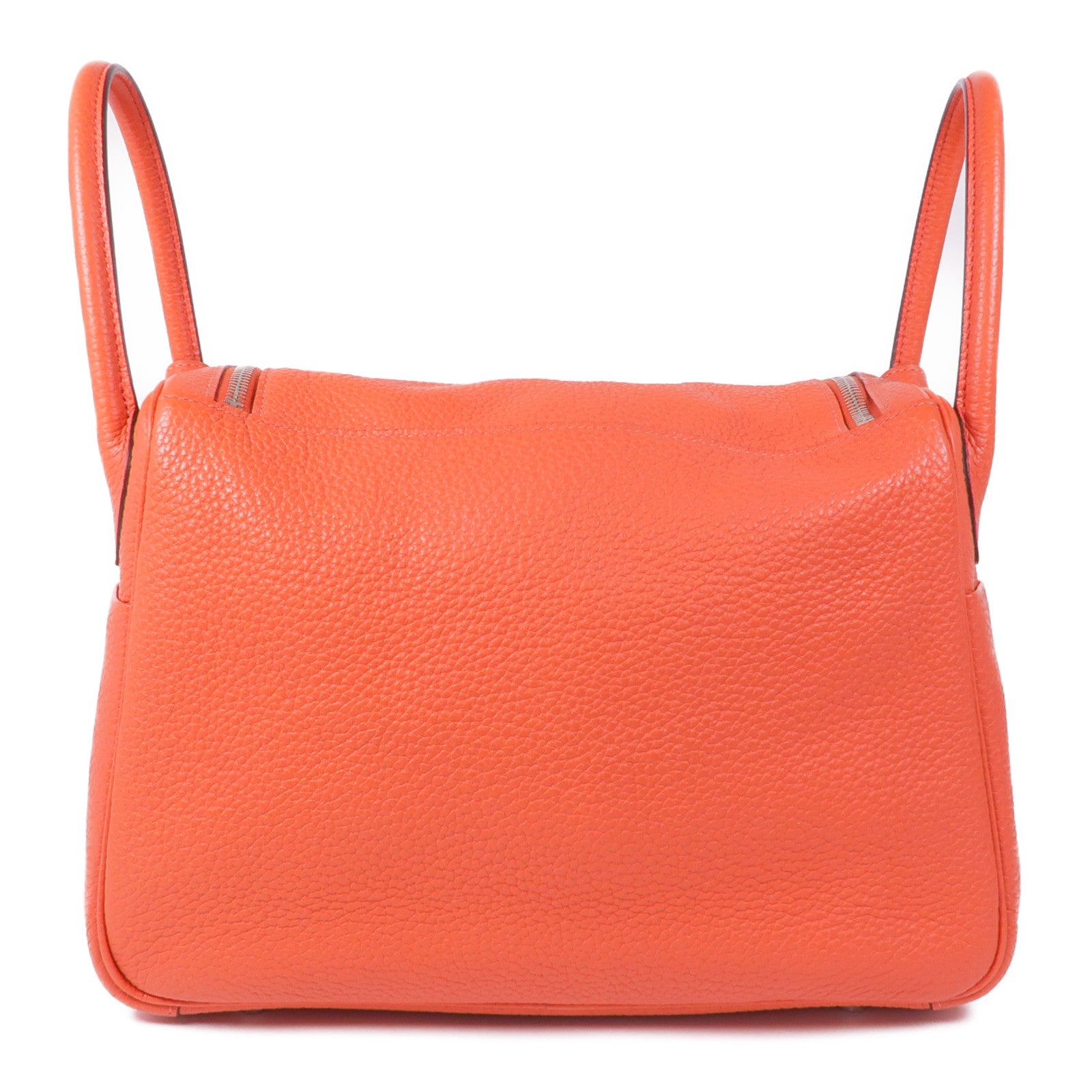 HERMES Clemence皮革Lindy 30銀扣手挽肩背兩用袋Rouge Pivoine