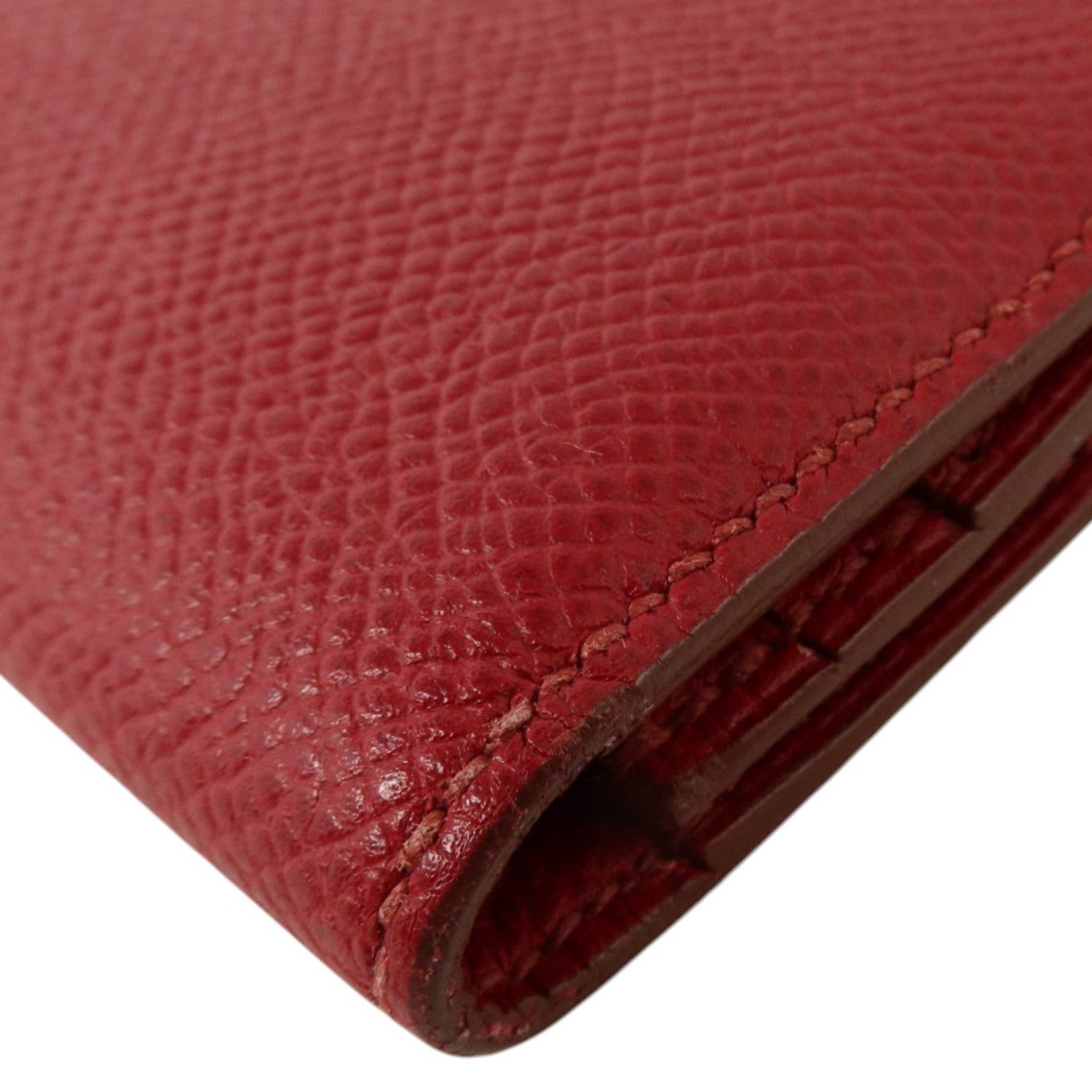 HERMES Epsom皮革Bearn Long Wallet銀扣長錢包Rouge Grenade