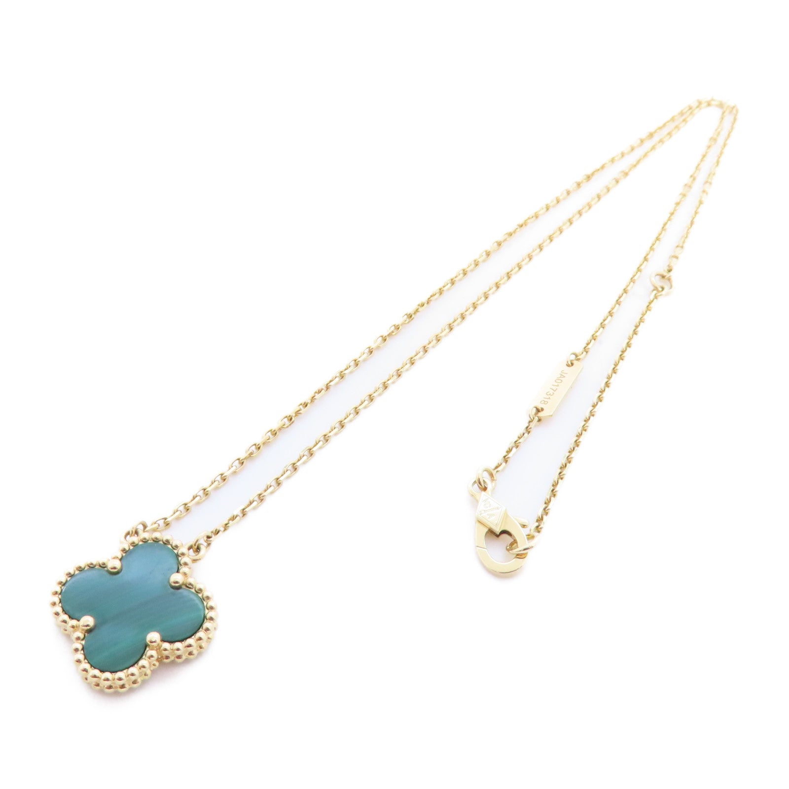 Van Cleef & Arpels 18K黃金/孔雀石Vintage Alhambra Malachite Necklace金扣項鏈