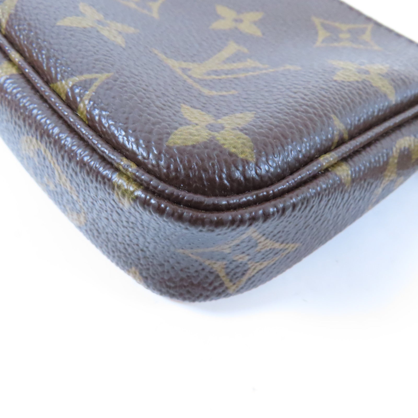 LOUIS VUITTON Monogram Hand Pouch金扣鏈帶手挽袋啡色