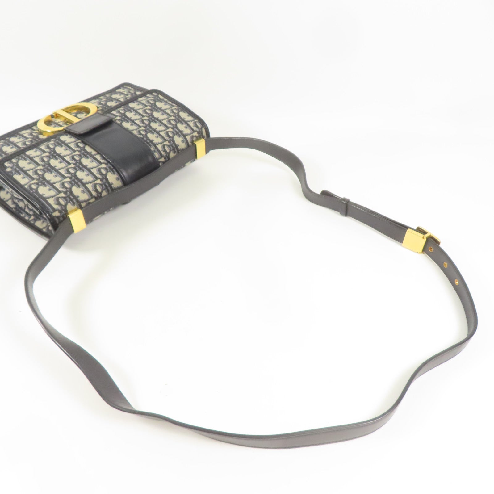 Dior CD GHW Montaigne 30 Shoulder Bag Canvas Navy/Beige