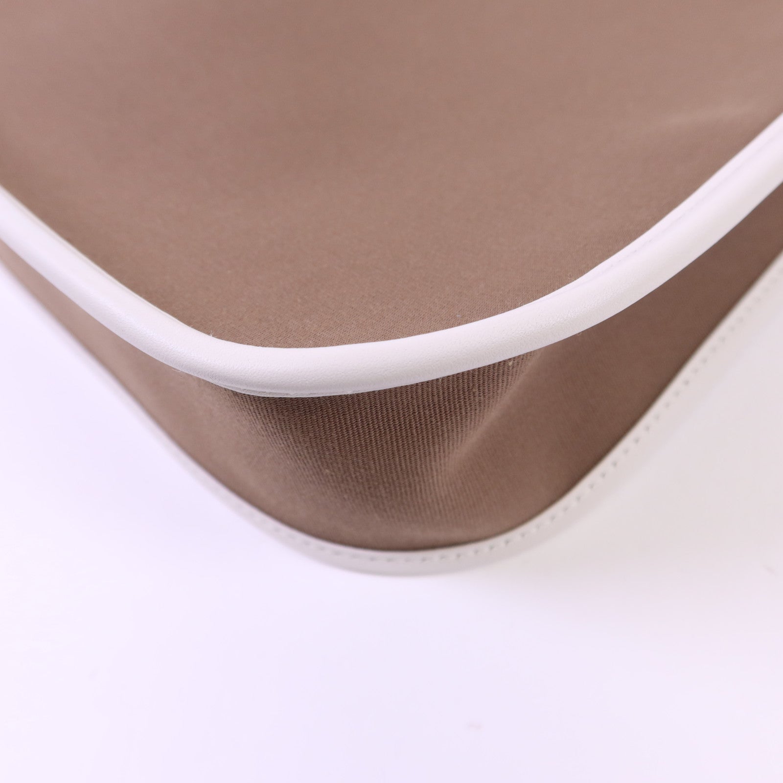 HERMES Swift皮革/Toile布料Evelyne 29銀扣肩背袋Etoupe