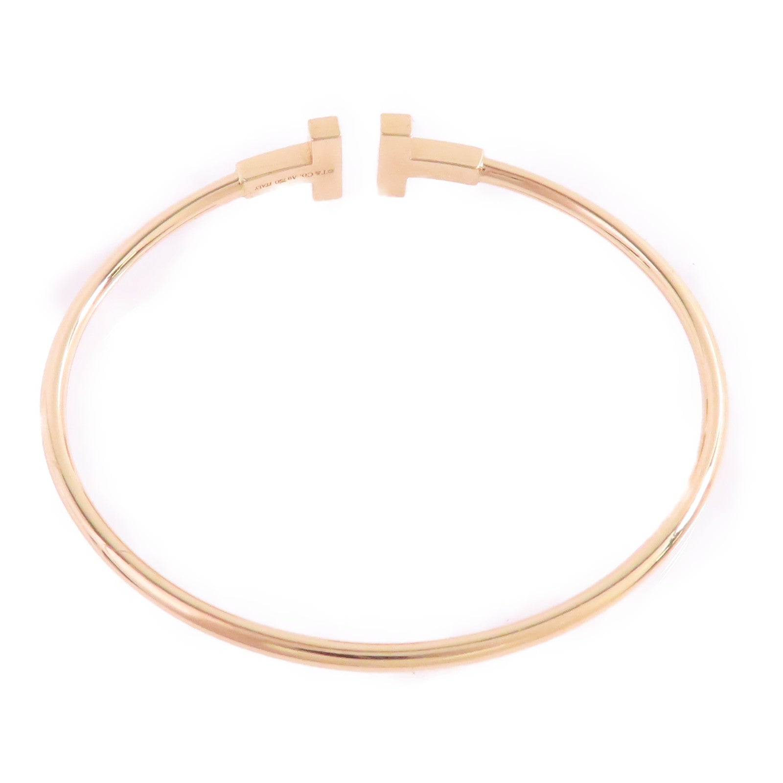TIFFANY＆CO 18K玫瑰金/鑽石T Wire Bangle手鐲
