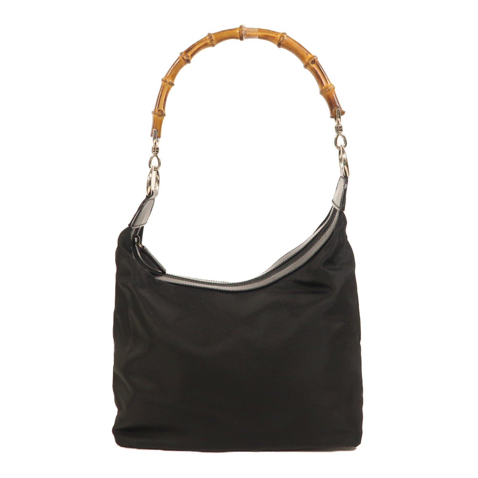 GUCCI 尼龍/漆皮皮革Shoulder Bag銀扣肩背袋