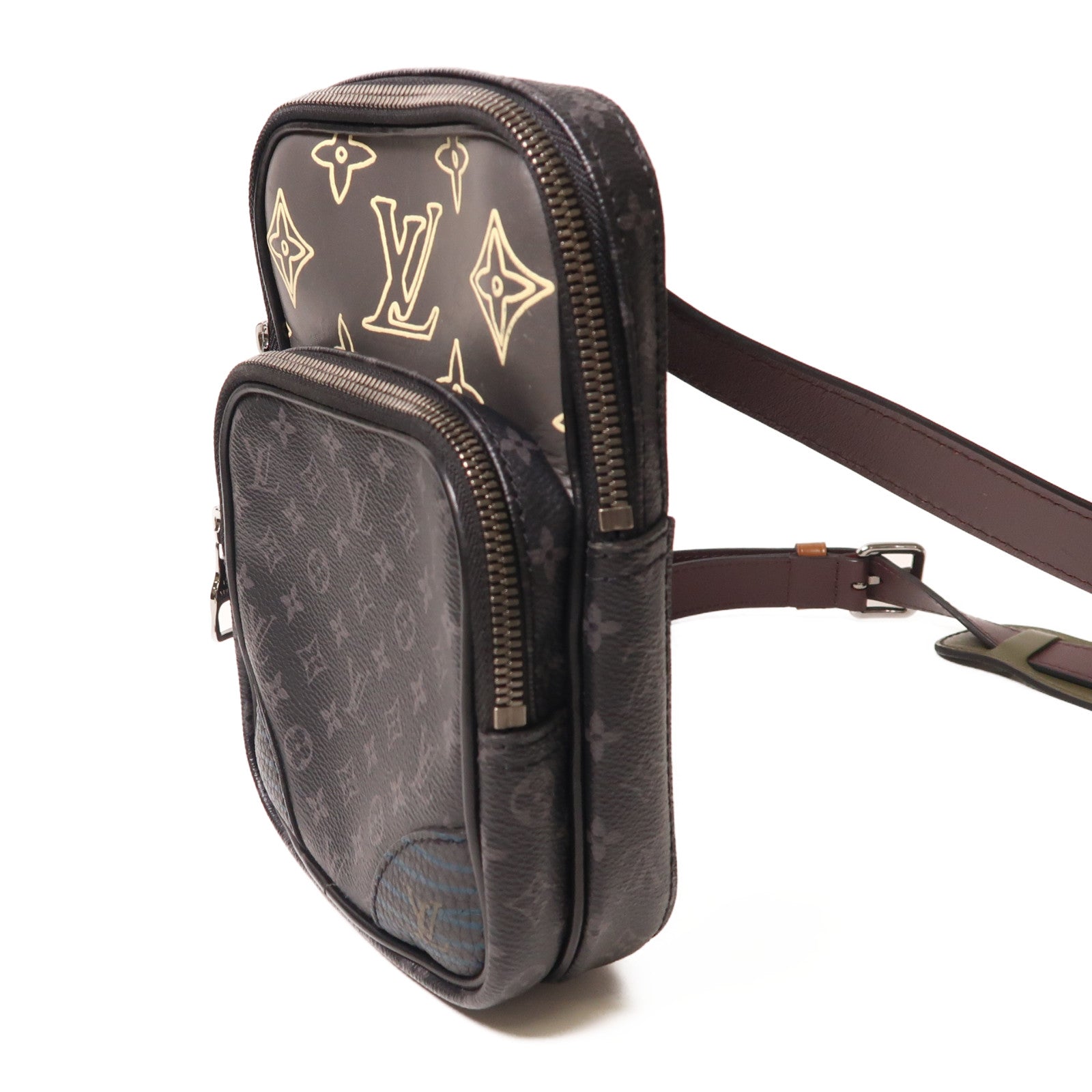 LOUIS VUITTON Monogram Eclipse Patchwork Amazon銀扣斜孭袋