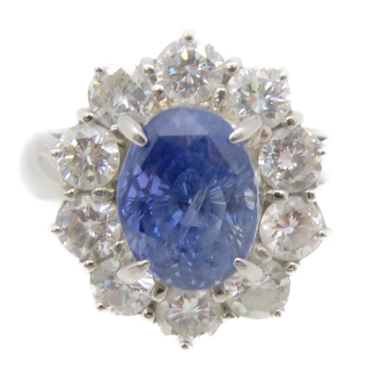 JEWELRY PT900 Platinum 3.995ct Sapphire/1.40ct Diamond Sapphire Ring Ring US#6