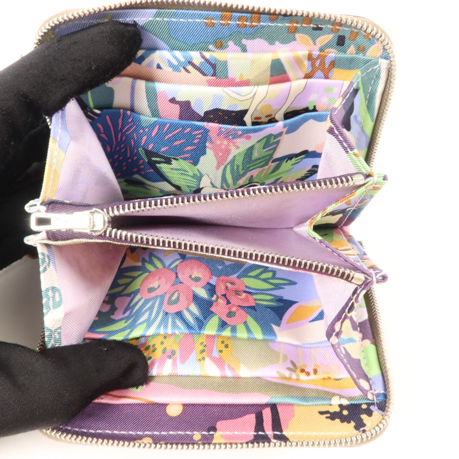 HERMES Epsom皮革Silk In Compact Wallet錢包Etoupe