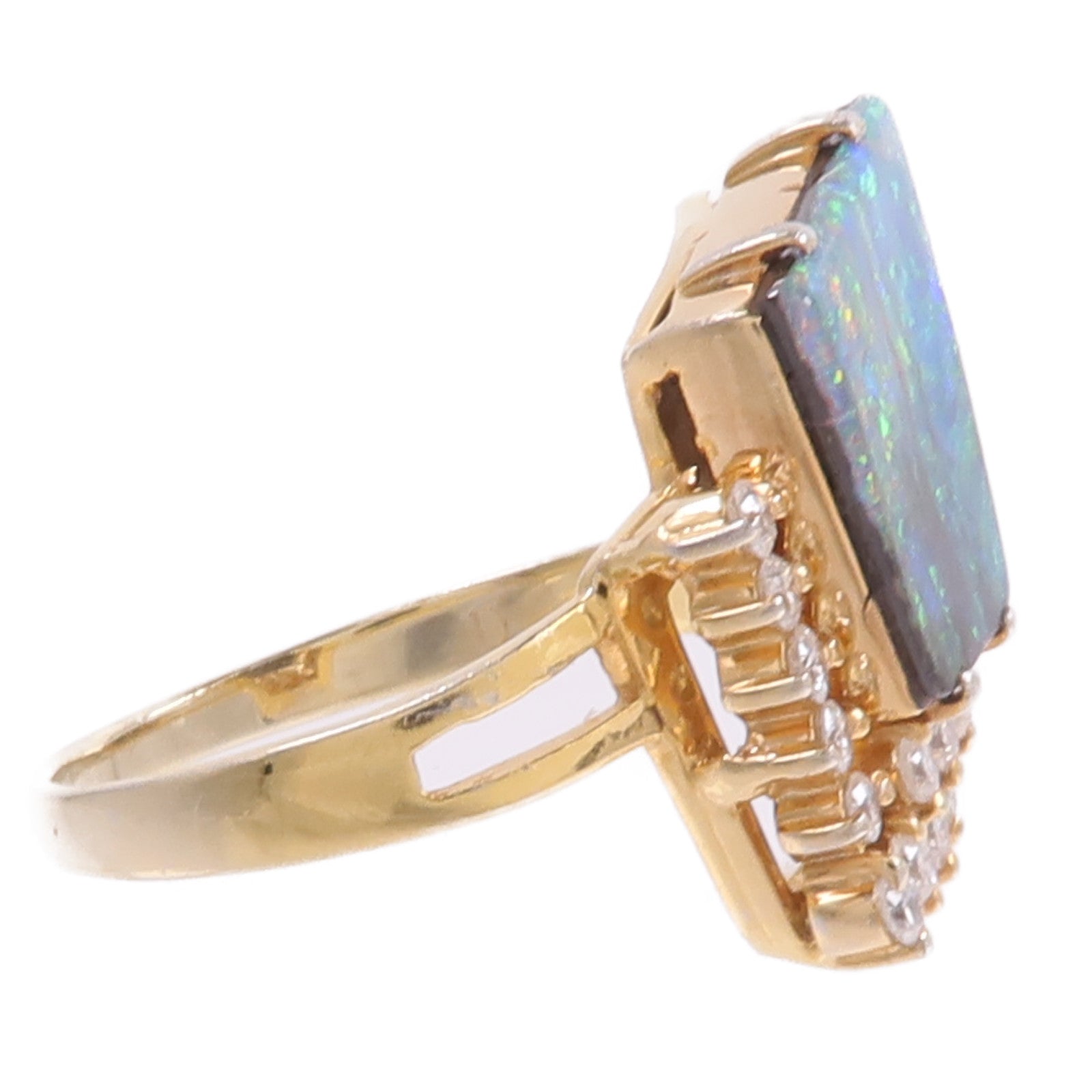 JEWELRY PT900鉑金Opal Diamond Ring蛋白石/鑽石戒指