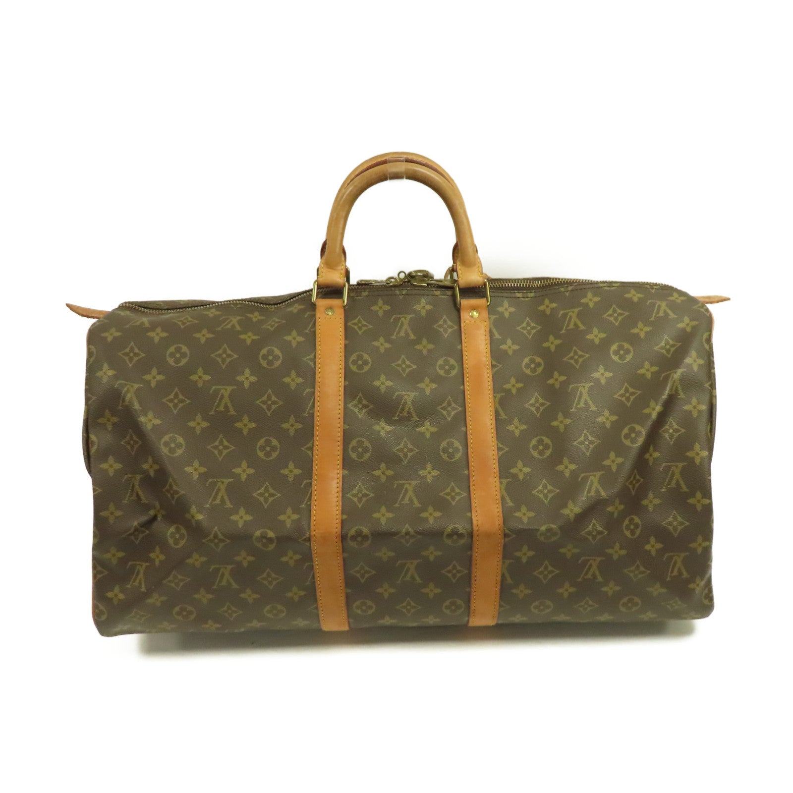 LOUIS VUITTON Monogram Keepall 55金扣波士頓包啡色