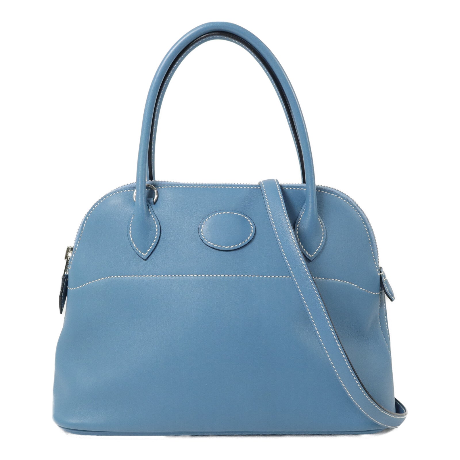 HERMES Swift皮革Bolide 27手挽肩背兩用袋Blue Jean