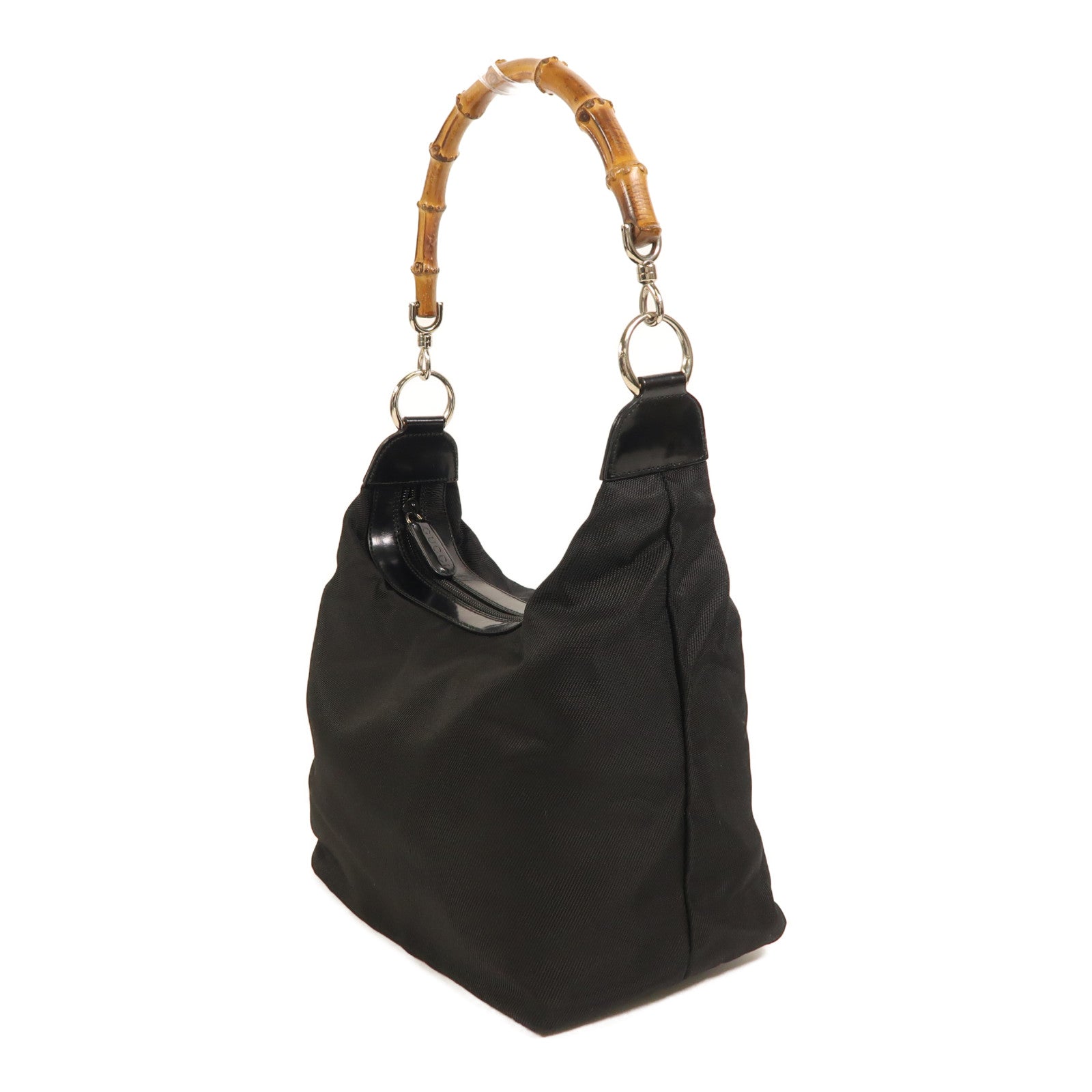 GUCCI 尼龍/漆皮皮革Shoulder Bag銀扣肩背袋