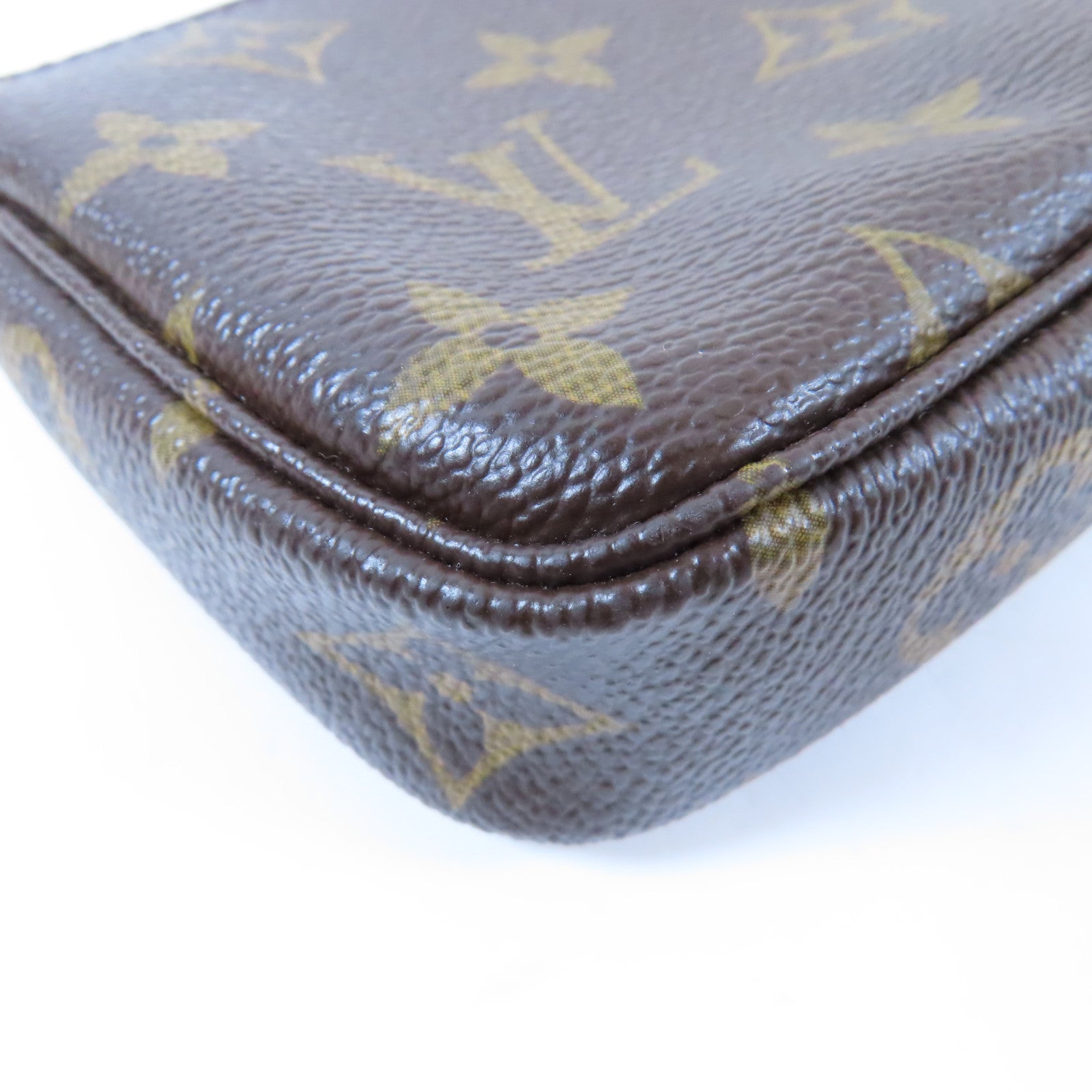 LOUIS VUITTON Monogram Hand Pouch金扣鏈帶手挽袋啡色