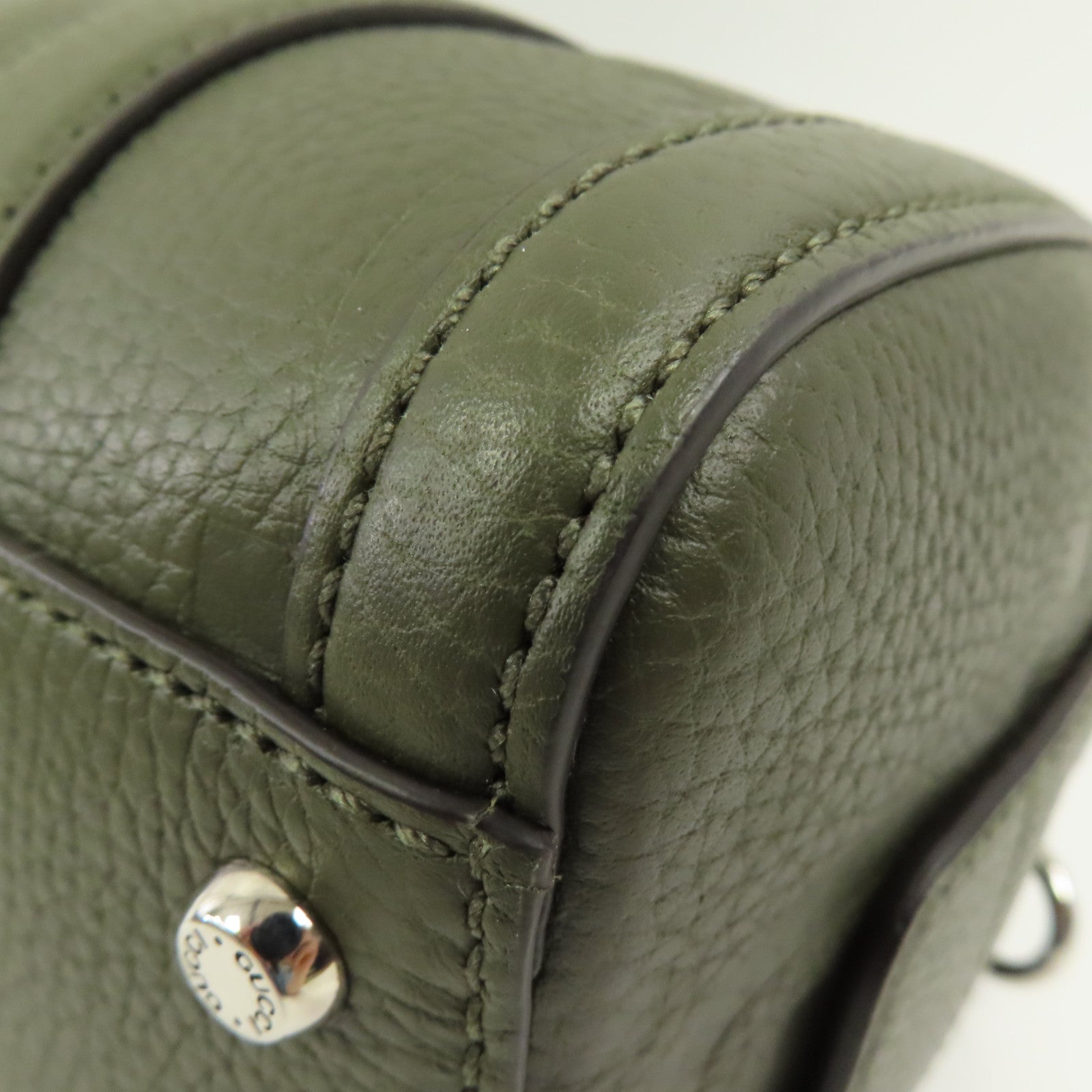 GUCCI GG SHW Mini Jumbo GG Duffle 2 Way Shoulder Hand Bag Calfskin Leather Green