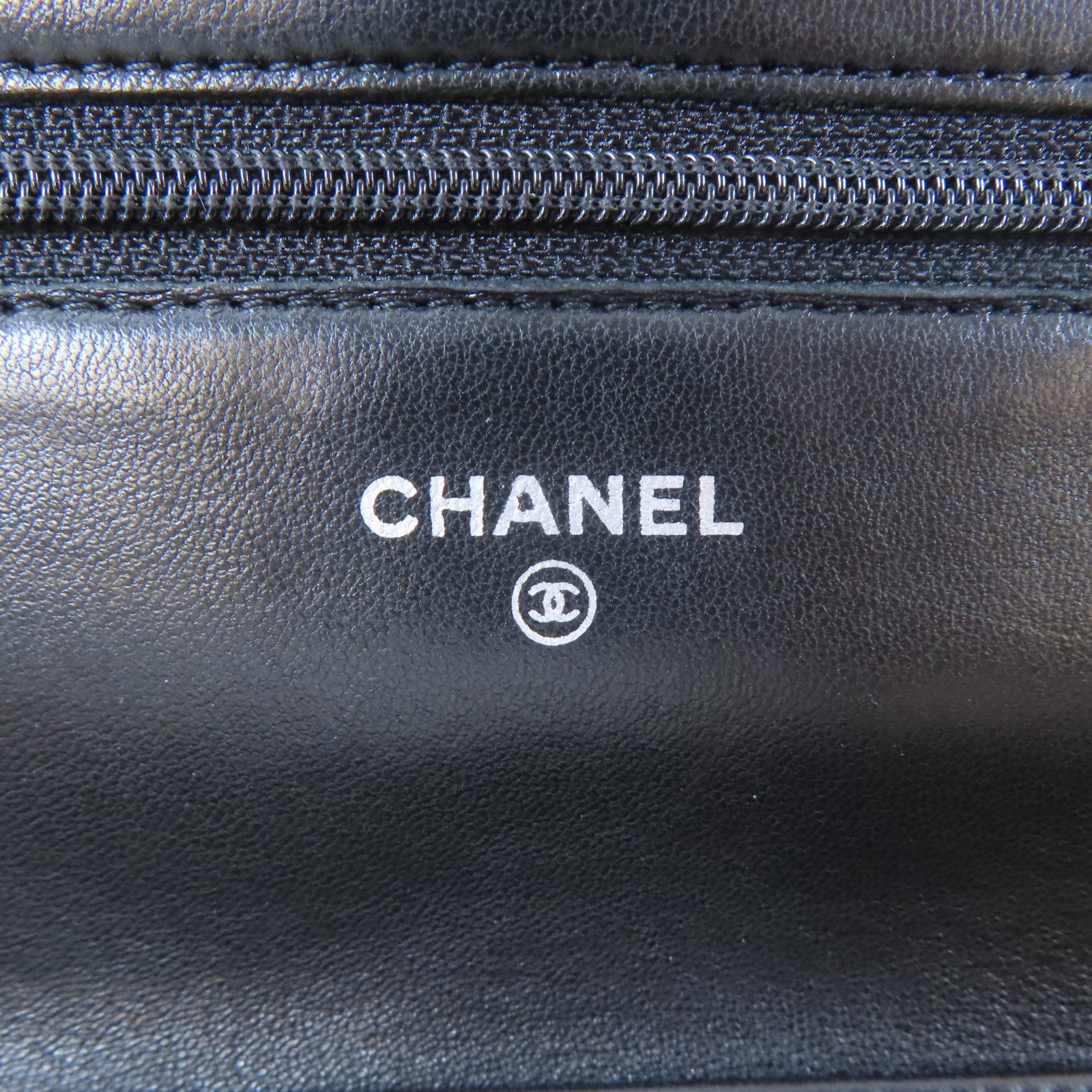 CHANEL 菱格羊皮皮革WOC Wallet On Chain銀扣鏈帶肩背袋黑色