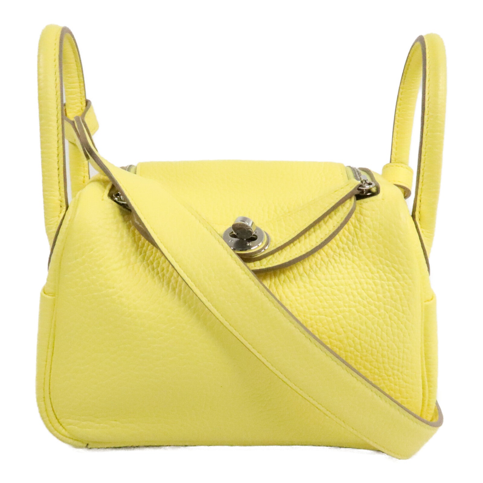 HERMES Mini Lindy金扣手挽肩背兩用袋Limoncello