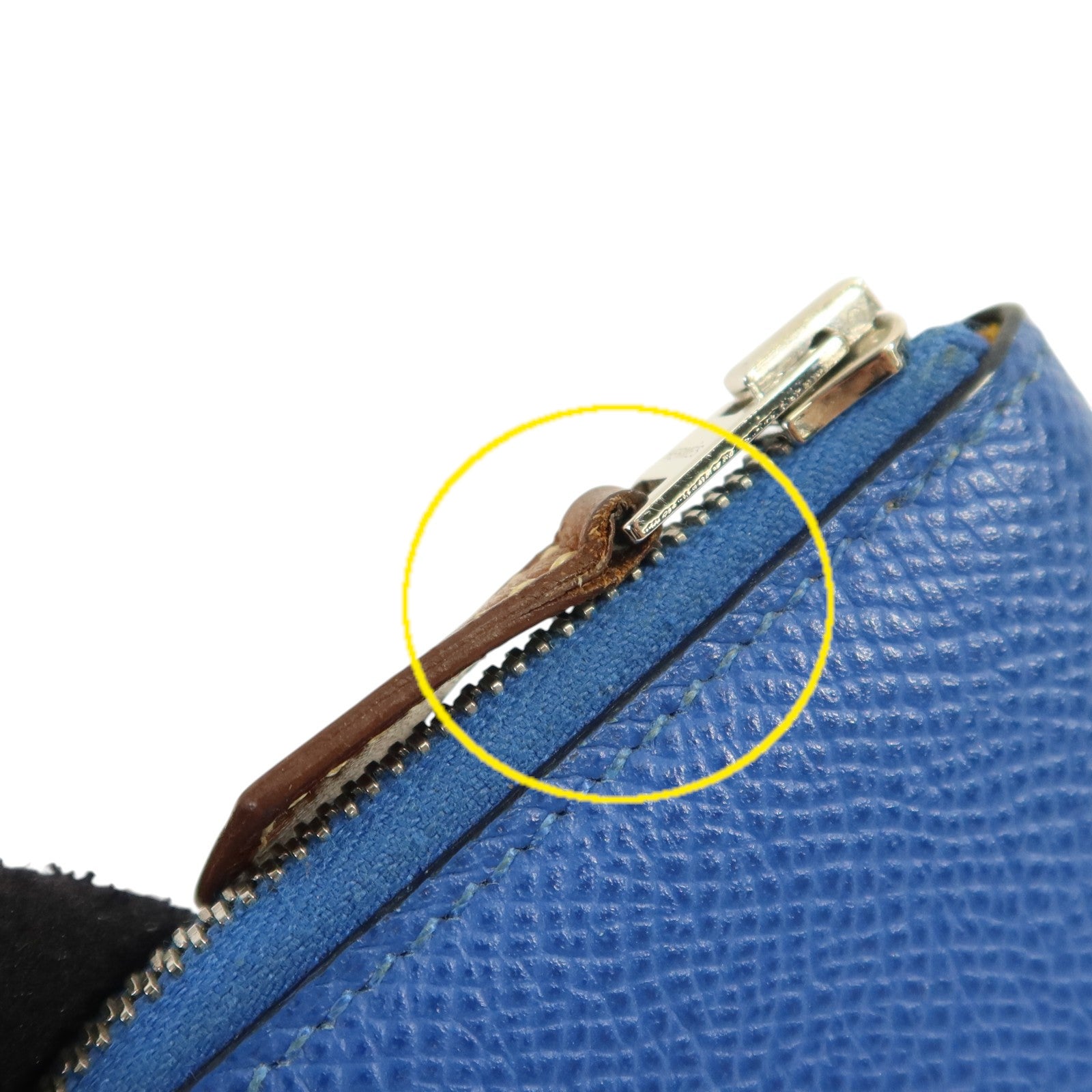 HERMES Epsom皮革Silk In Coin Purse銀扣零錢包Bleu Electrique