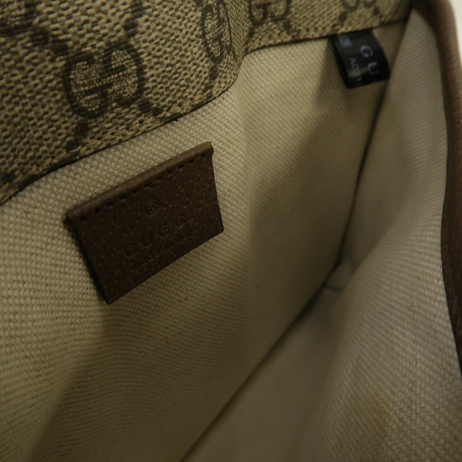 GUCCI 塗層帆布Neo Vintage GG金扣腰包啡色