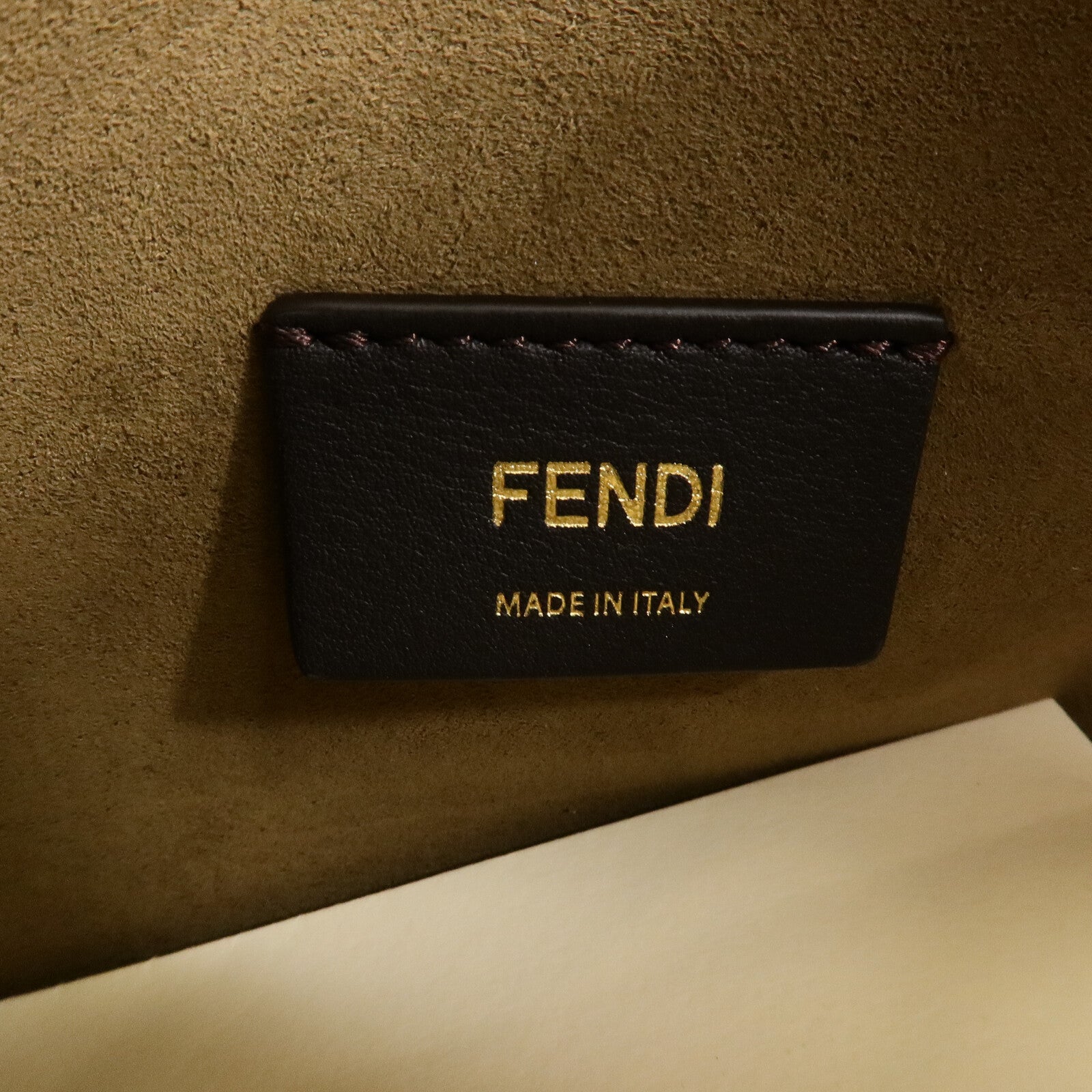 FENDI 羊毛/牛皮皮革O Lock Zip肩背袋
