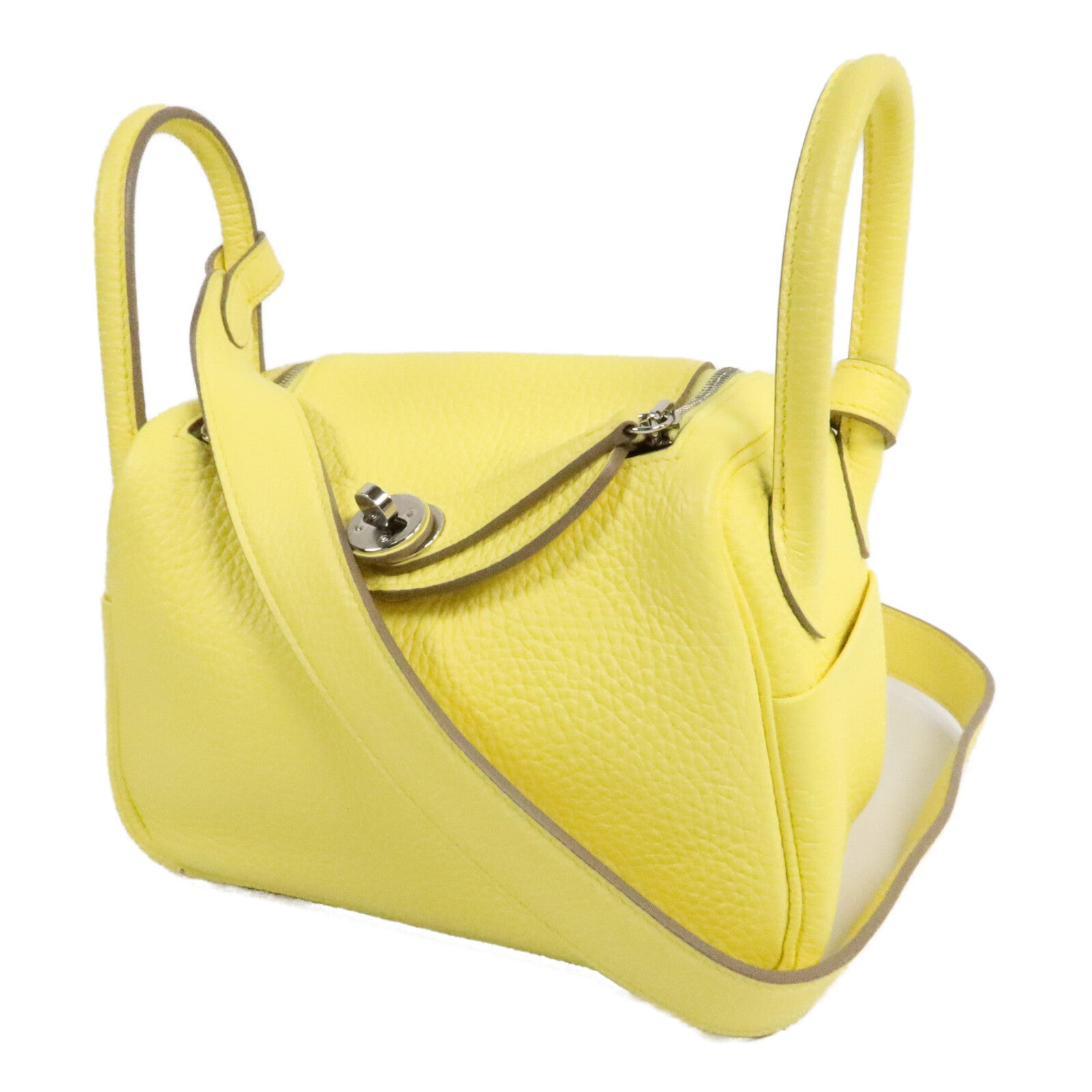 HERMES Mini Lindy金扣手挽肩背兩用袋Limoncello
