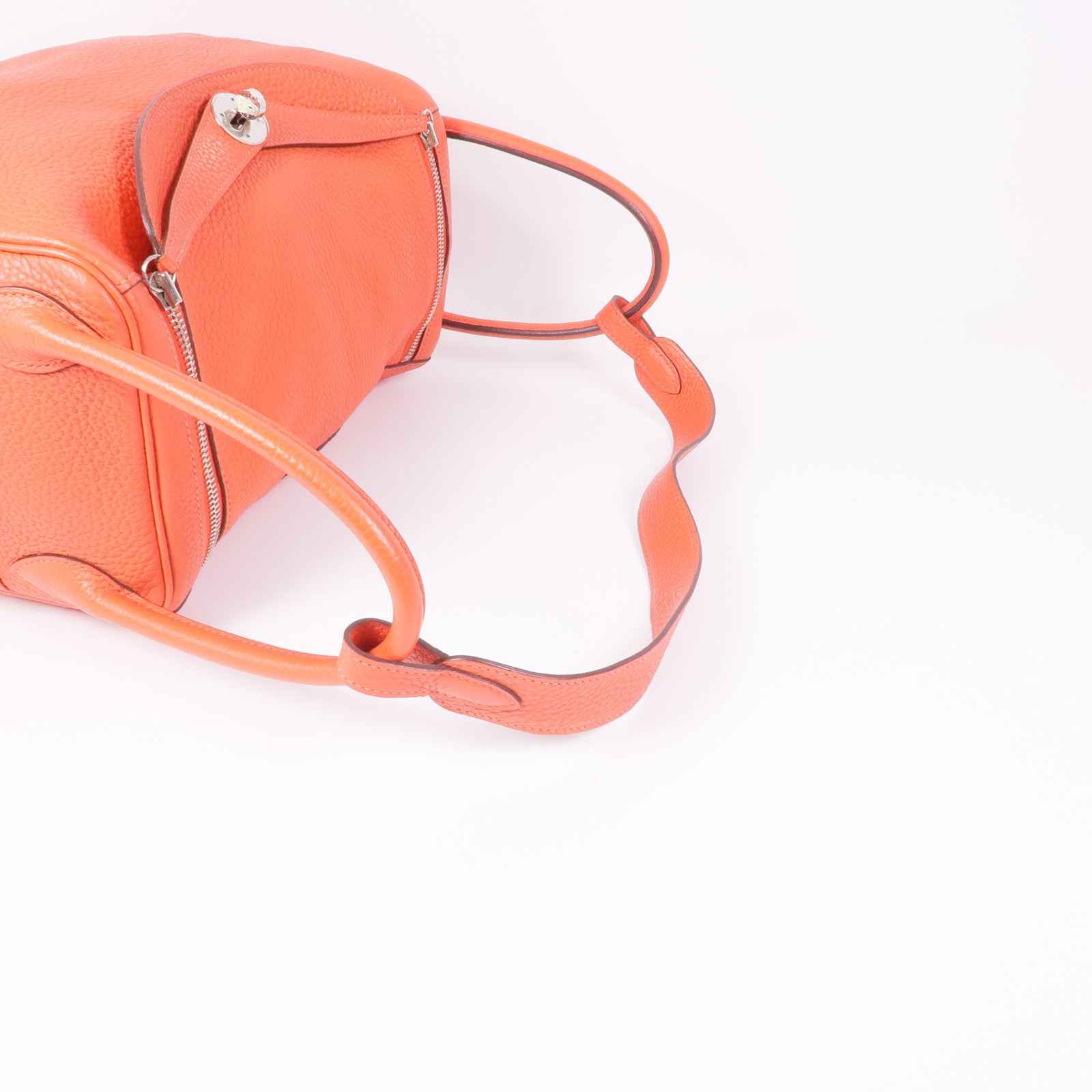 HERMES Clemence皮革Lindy 30銀扣手挽肩背兩用袋Rouge Pivoine