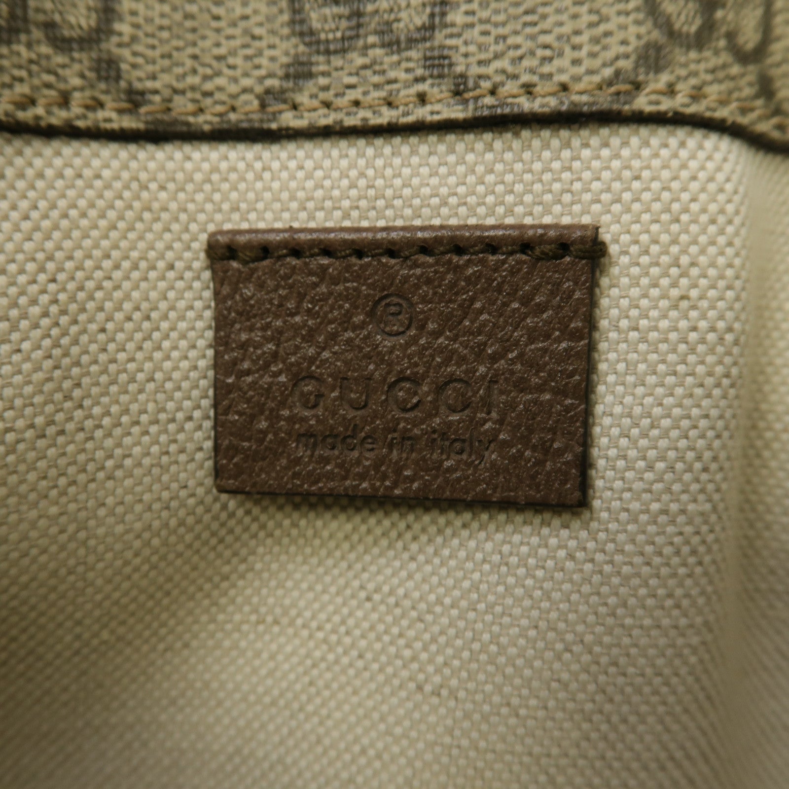 GUCCI 塗層帆布Neo Vintage GG金扣腰包啡色