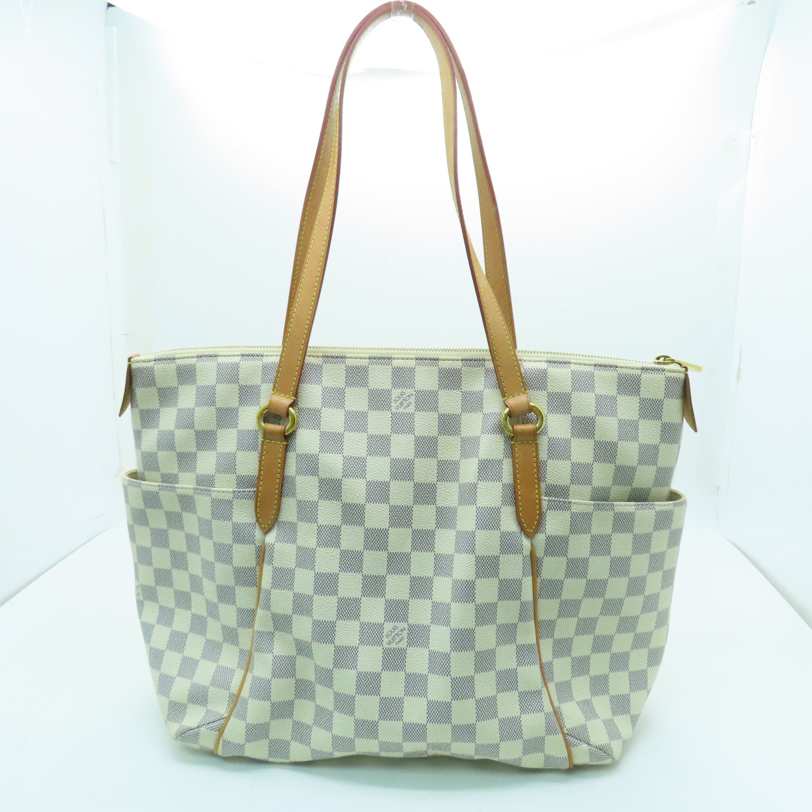 LOUIS VUITTON 【清倉大減價】Damier Totally MM金扣肩背袋米白色
